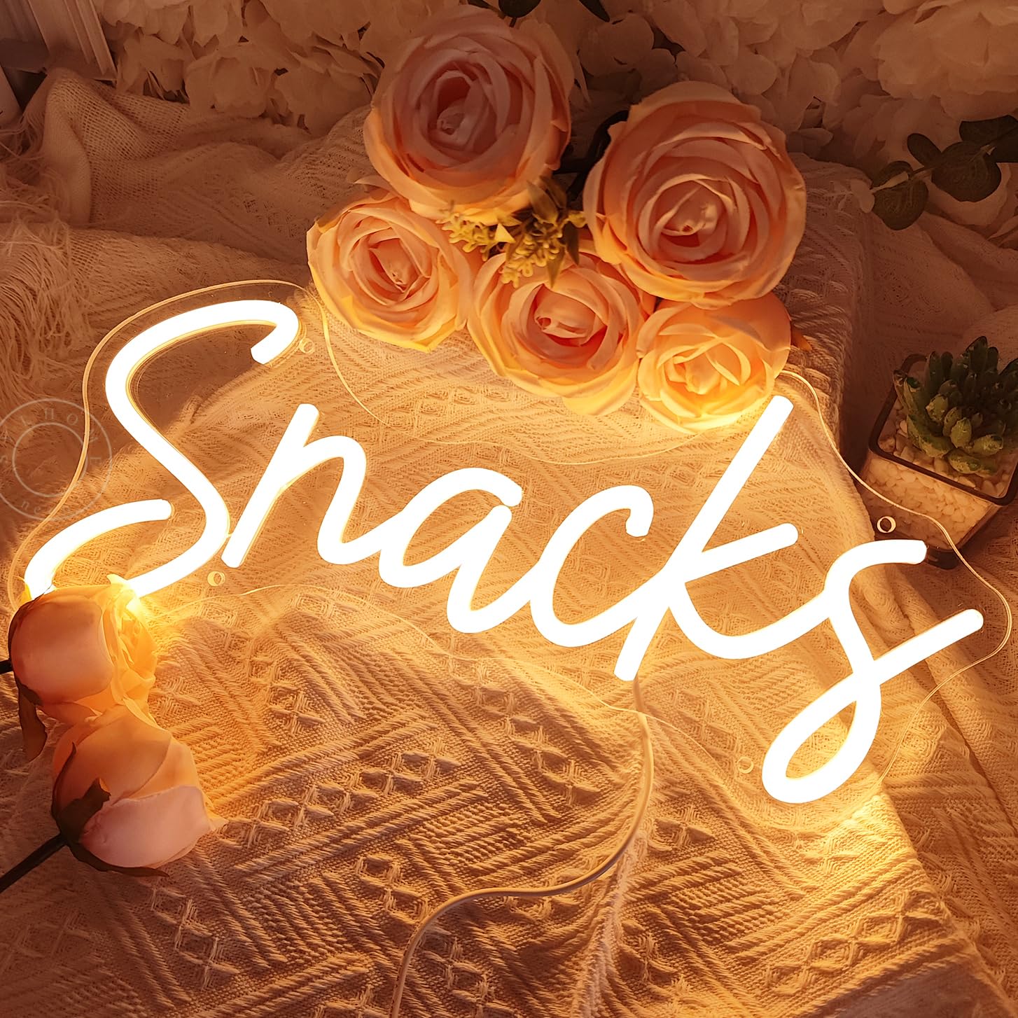 SYLHOME Neon Light Sign for Snacks - Warm White Decor for Coffee Cake Candy Bar Shop, Wedding, Birthday - 15.75inx6.89in