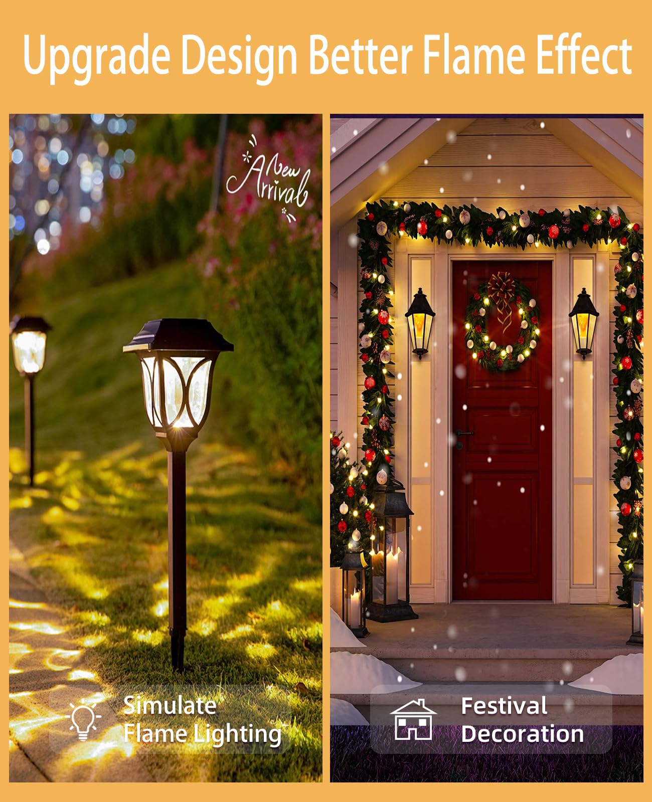 Bhcorner Smaller Size Led Flame Effect Light Bulbs - Halloween Decorations Outdoor Light Bulbs,E26/E27 Base Christmas Flickering Light Bulbs,Halloween Deco Night Fire Light Bulb (2 Pack)