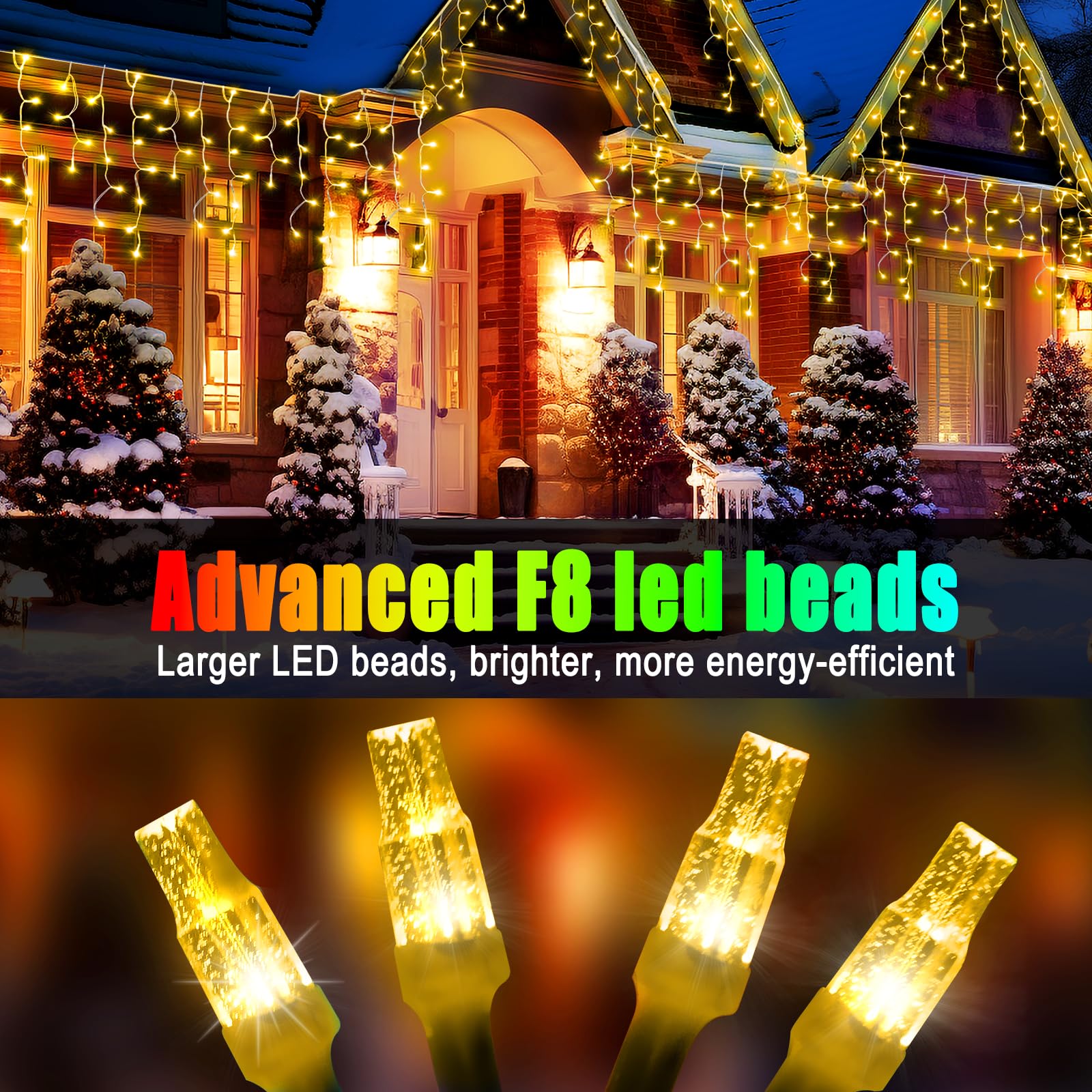 98Ft 900Led F8 Upgraded Christmas Lights Decorations - 8 Modes Waterproof Outdoor Fairy String Lights With Memory And Timer - Pl