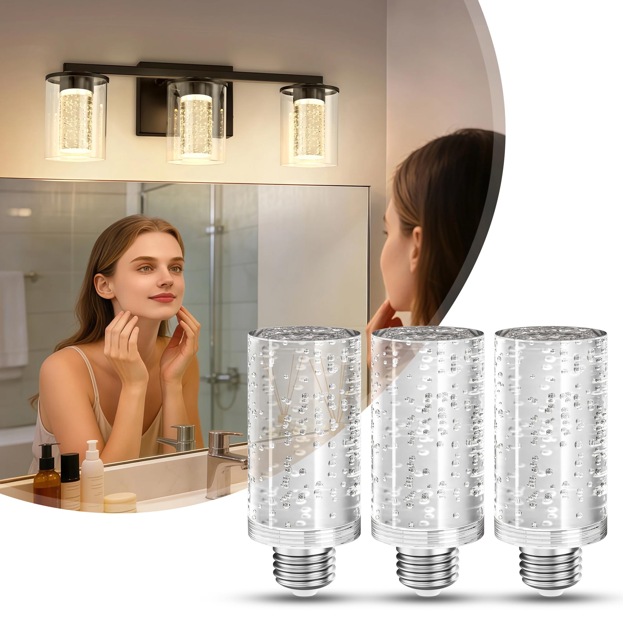 Briignite E26 LED Light Bulbs, 3000K Dimmable Bubble Light Bulbs Replacement, 40 Watt Equivalent Modern Acrylic Bulbs, Warm Whit