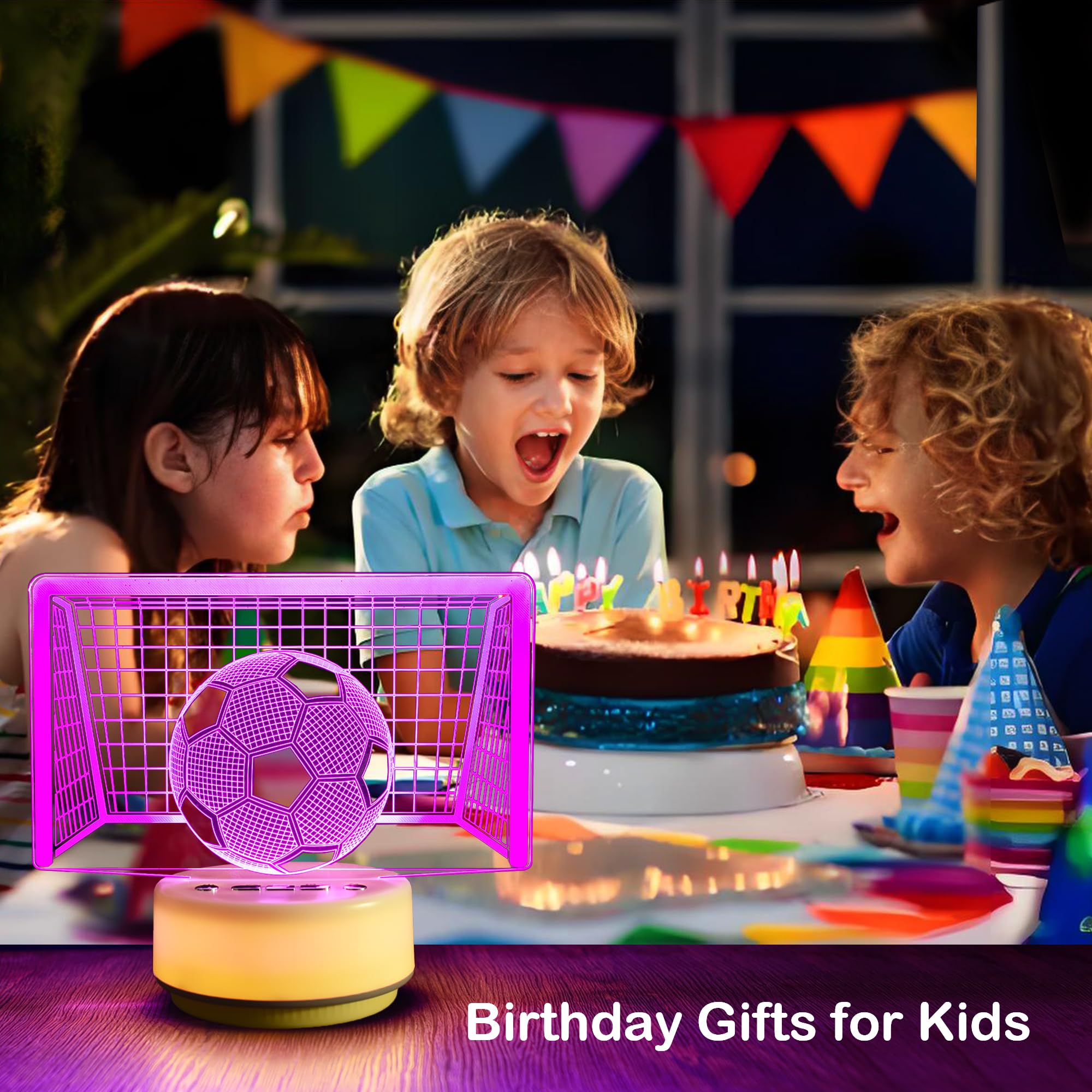 Soccer Night Light with Remote - 14 Color Changing LED Lamp, 5 Brightness Levels, Timer (1H/3H/6H), Button Control Base, Gift fo