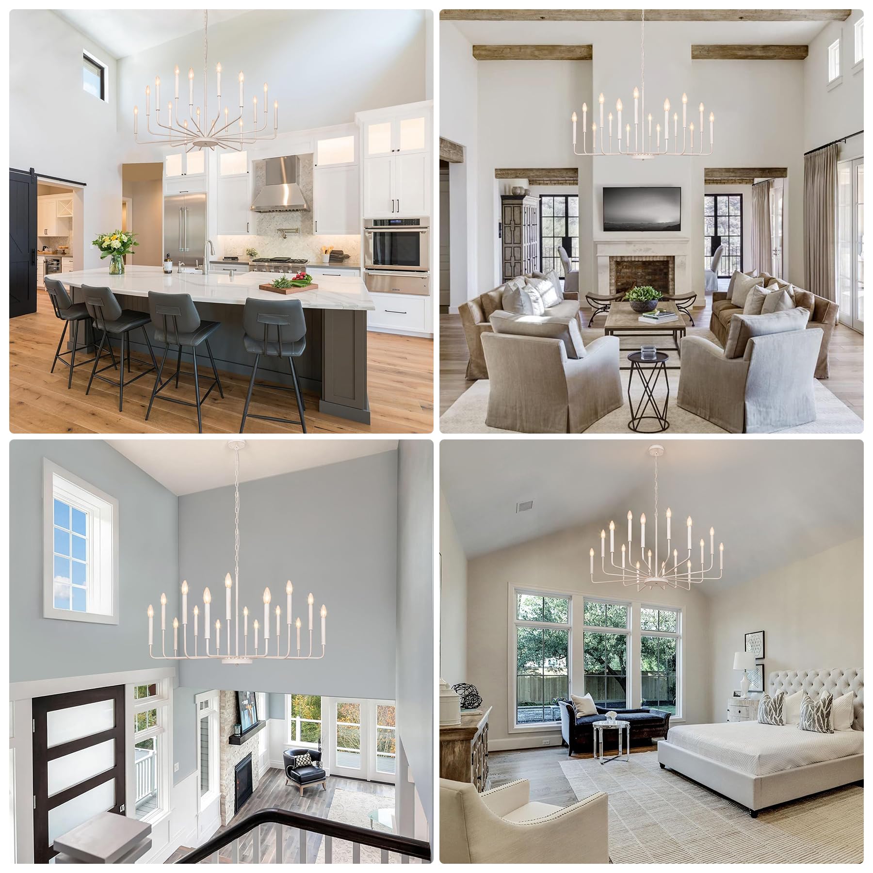 French Country Chandelier  16 Light Farmhouse Chandeliers For Dining Room Lighting Fixtures Hanging  White Chandelier Light Fixture  Industrial Chandeliers For Living Room Kitchen Staircase Foyer