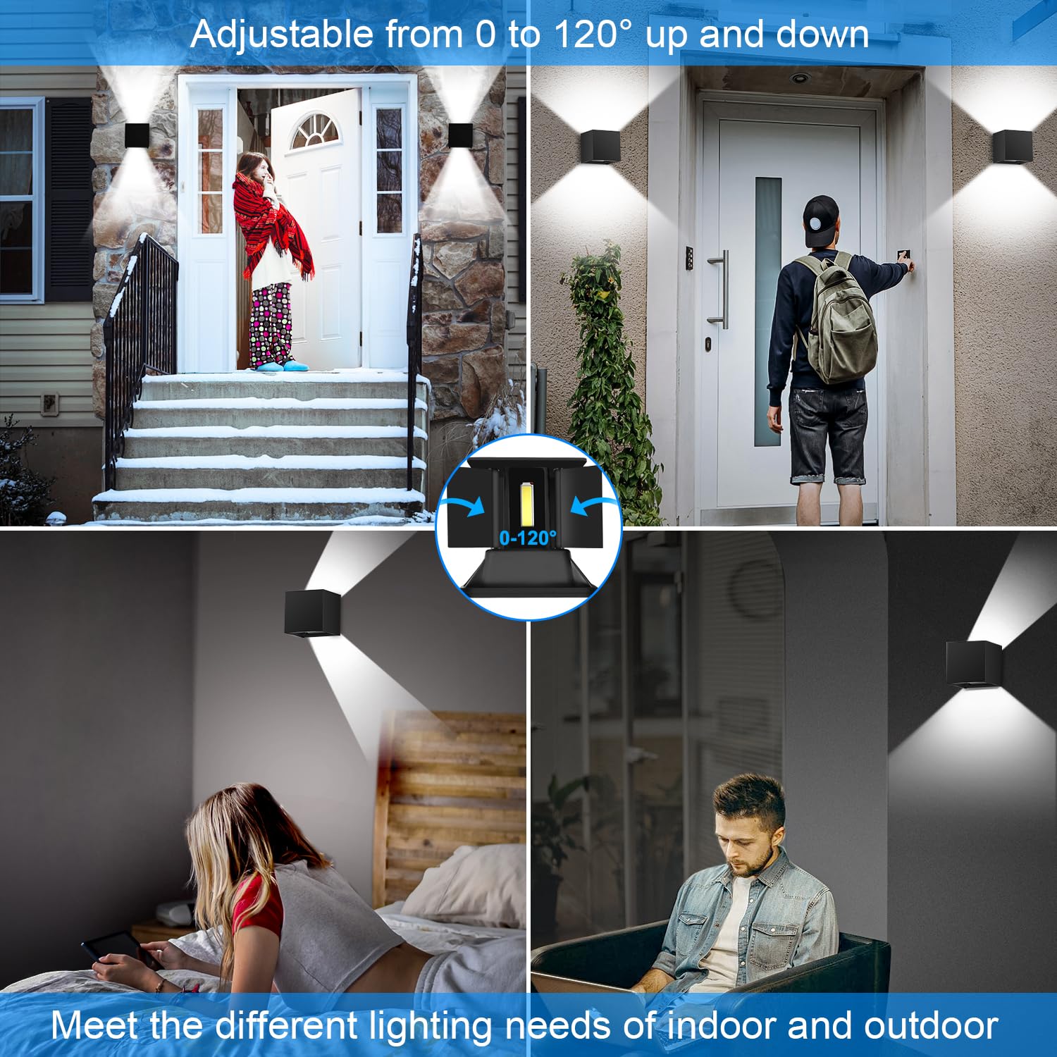 ledmo LED Up and Down Outdoor Wall Lights 20W Waterproof 2-Pack Black Aluminum