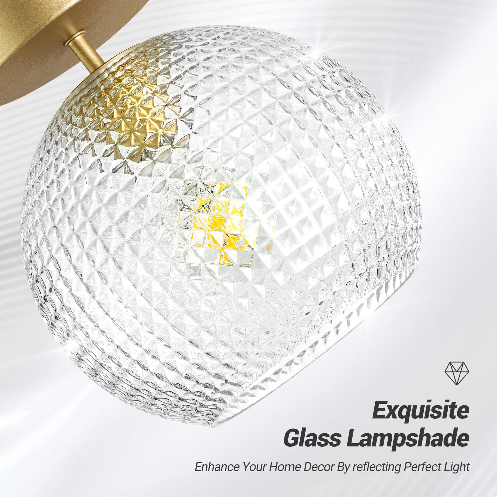 VANoopee Gold Semi Flush Mount Ceiling Light Fixture, Hallway Lighting Fixtures Ceiling, Vintage Close to Ceiling Light Fixture,