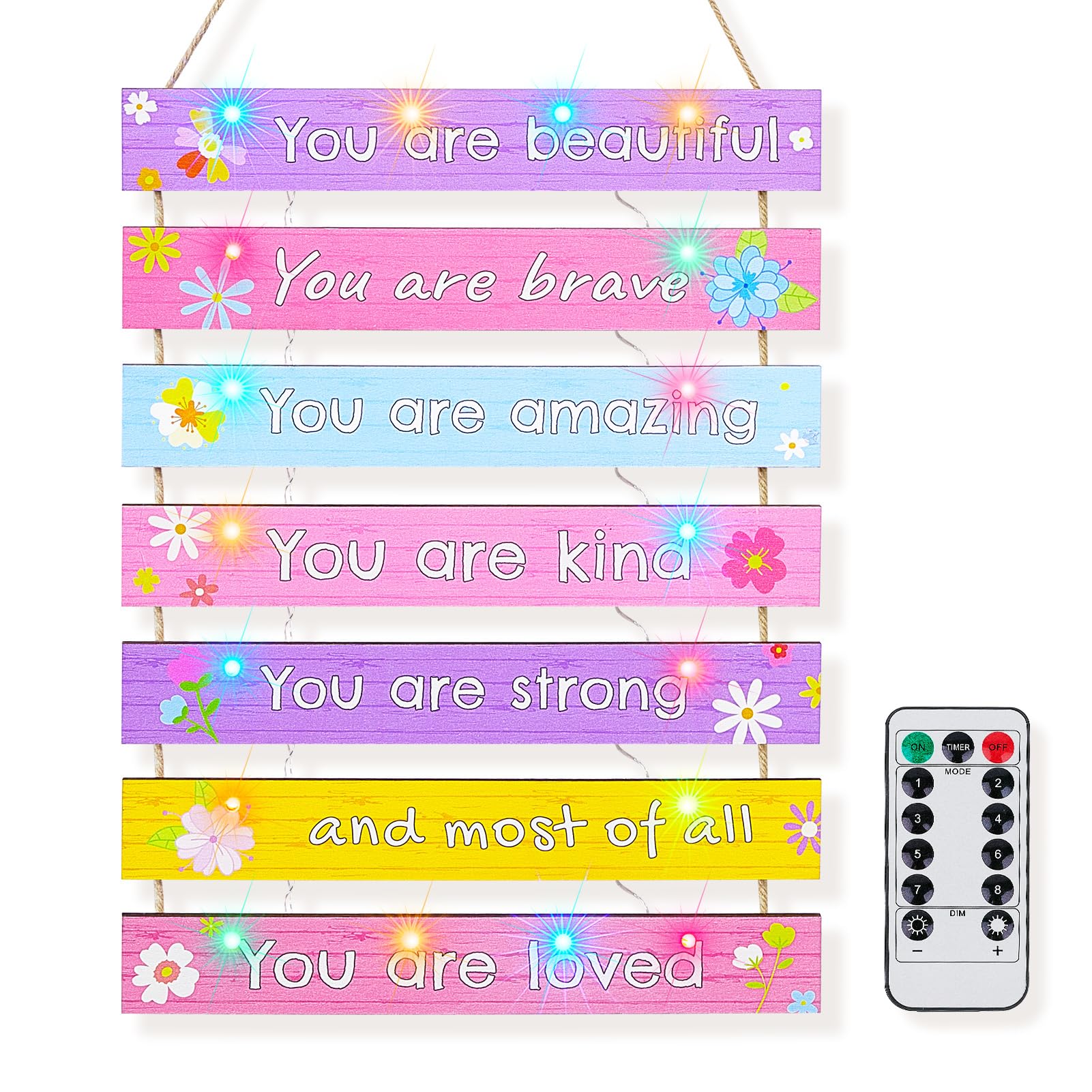FIOBEE Girls Room D  cor for Teen Girls Boys with LED Light Wall Decor for Bedroom Motivational Inspirational Wall Art Room Deco