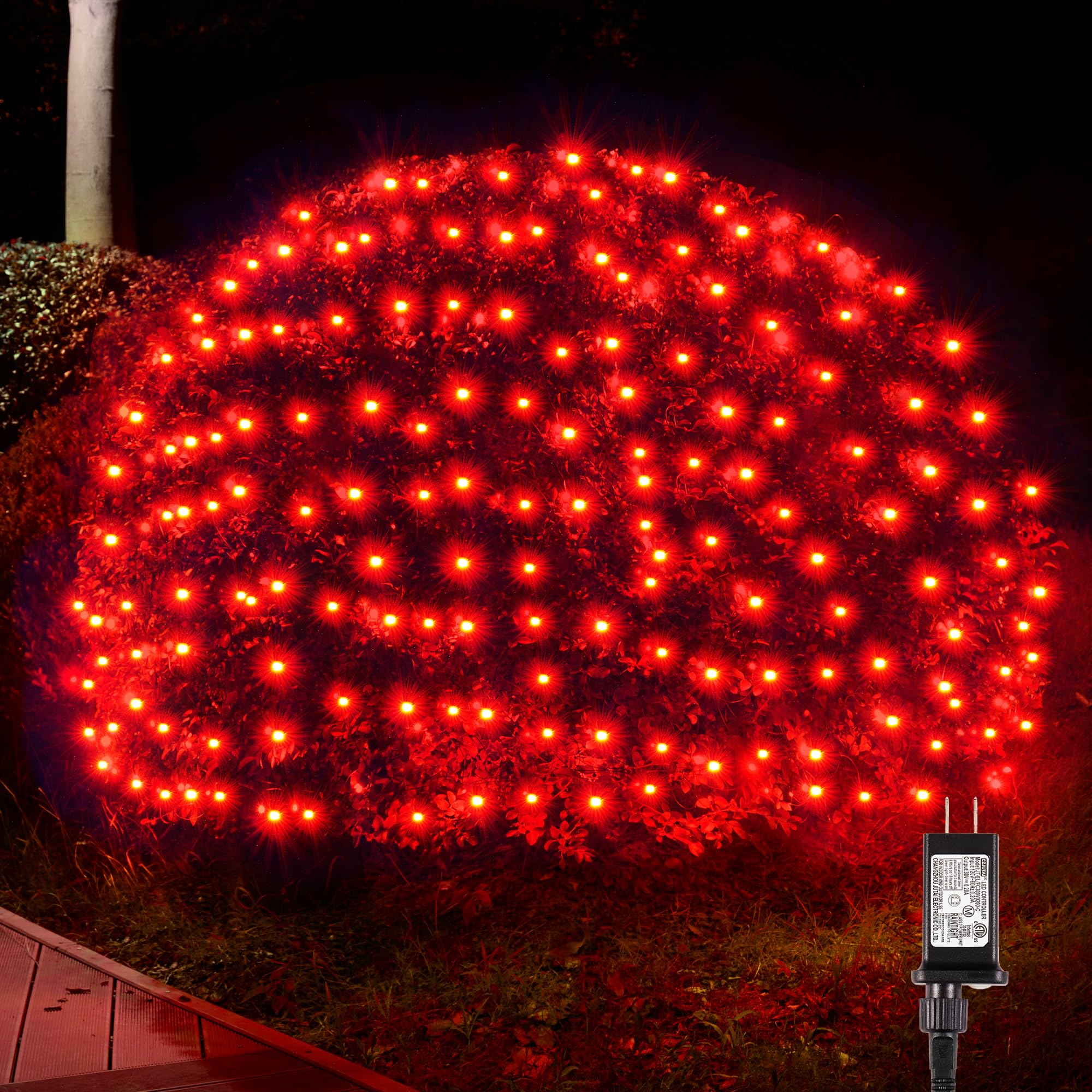 BlcTec Outdoor Christmas Lights 200 LED 8.4ft x 5.2ft Christmas Net Lights with 8 Modes  UL Certified  Timer  Connectable  Waterproof for Trees  Bushes  Shrub  Yard Outdoor Holiday Decorations  Red