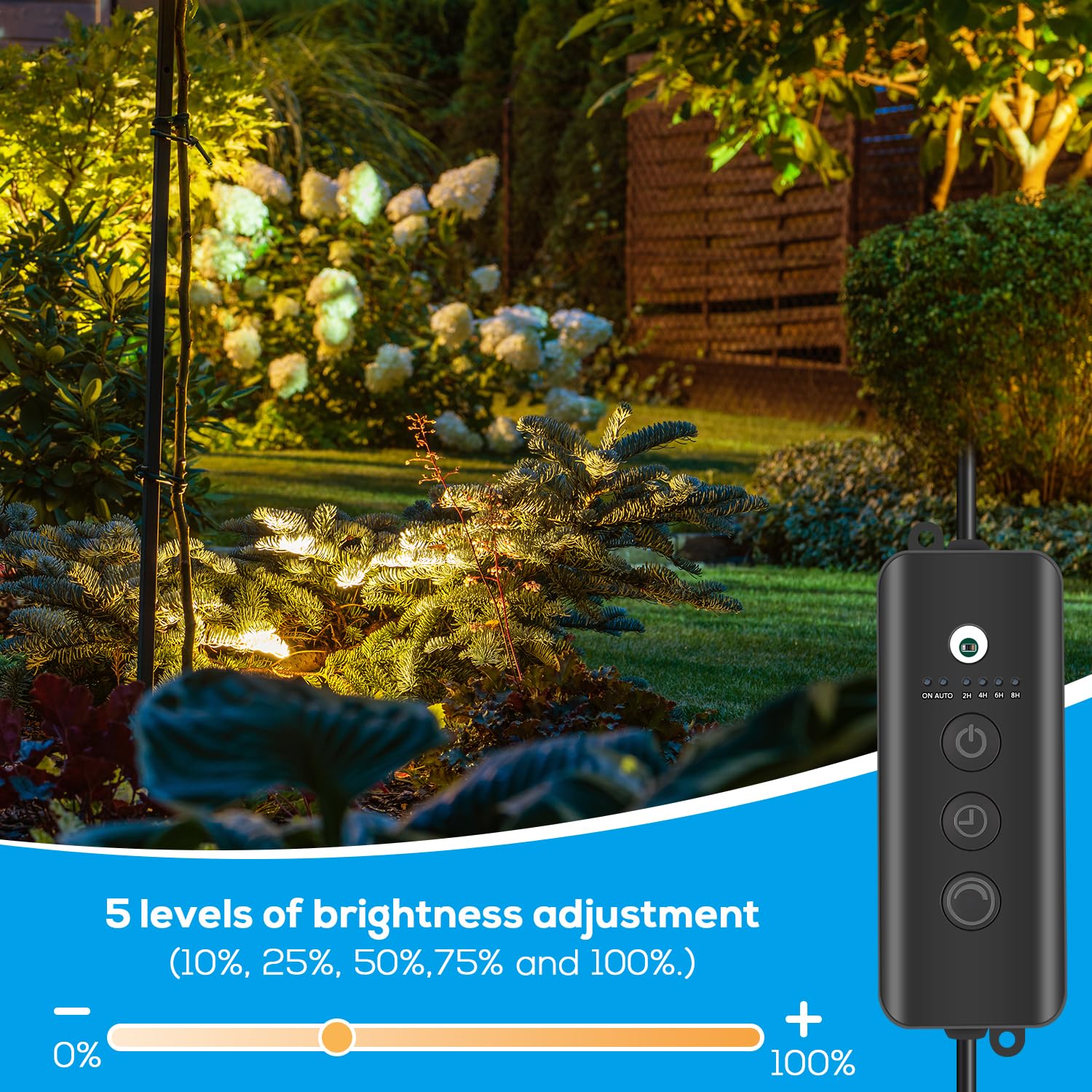 Zyan 10 Pack Outdoor Led Landscape Spotlights With Sensor, Dimmable With Timer, Dusk To Dawn, Ip65 Waterproof & Connectable