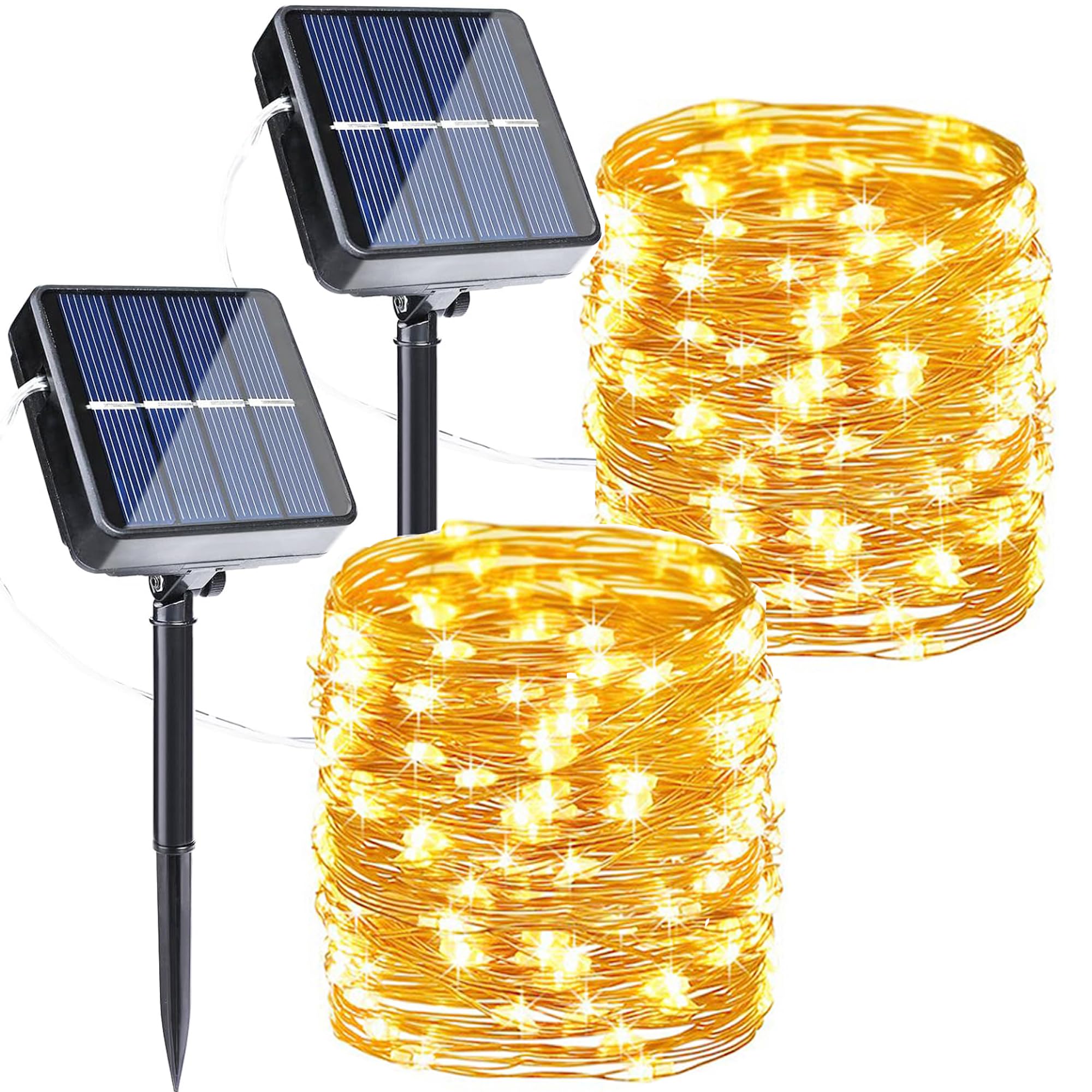 Joomer Solar Fairy Lights Outdoor, 2Pack Total 80FT 240LED 8 Modes Solar Fairy Lights, Waterproof String Lights for Outdoor Decoration (Warm White)