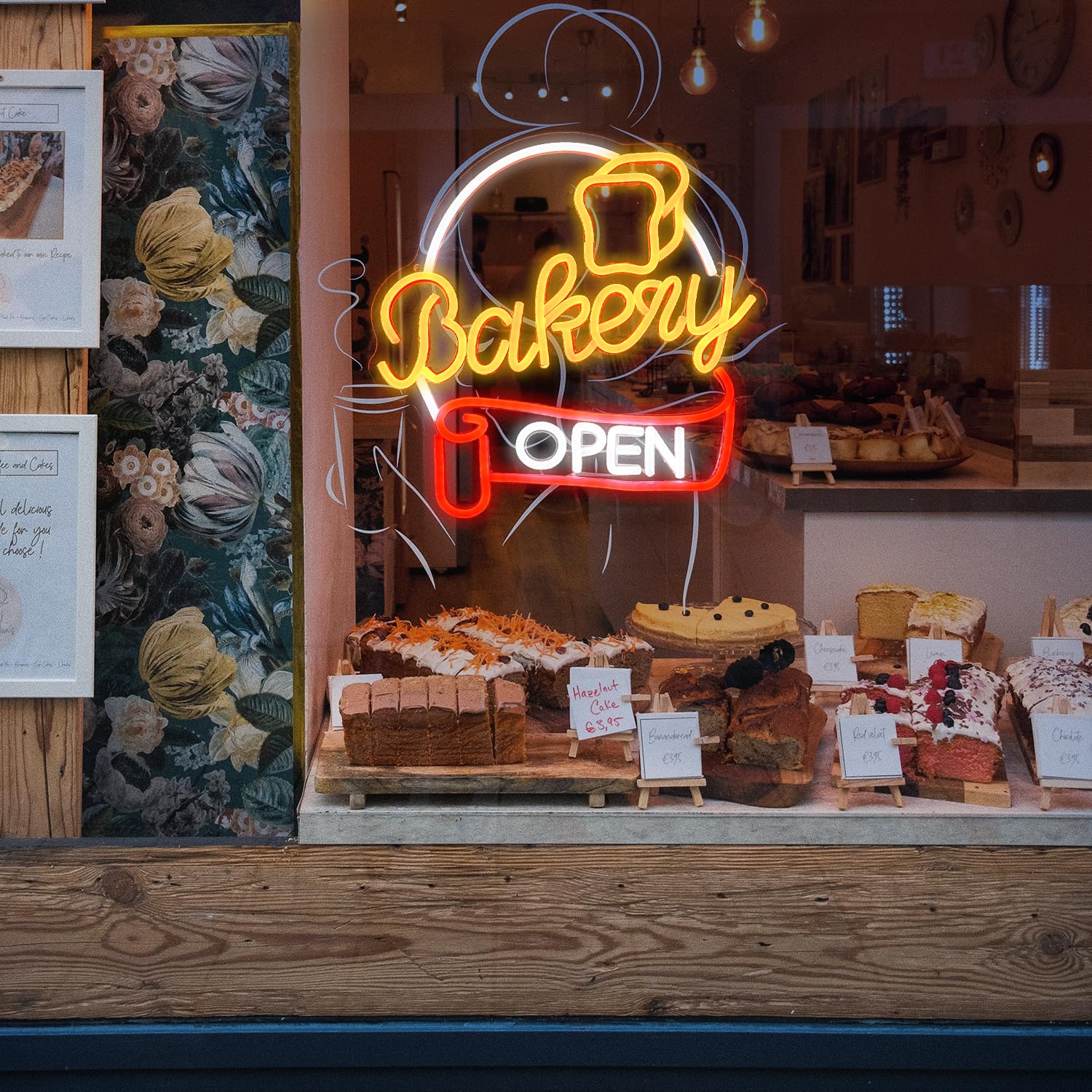 Liuozhtea Dimmable Bakery Open Neon Sign Usb Open Light Up Sign For Wall Decor Brighter Led Bakery Open Neon Light For Bakery Cake Shop Dessert House Business Decor(12.8 * 12.8 In)