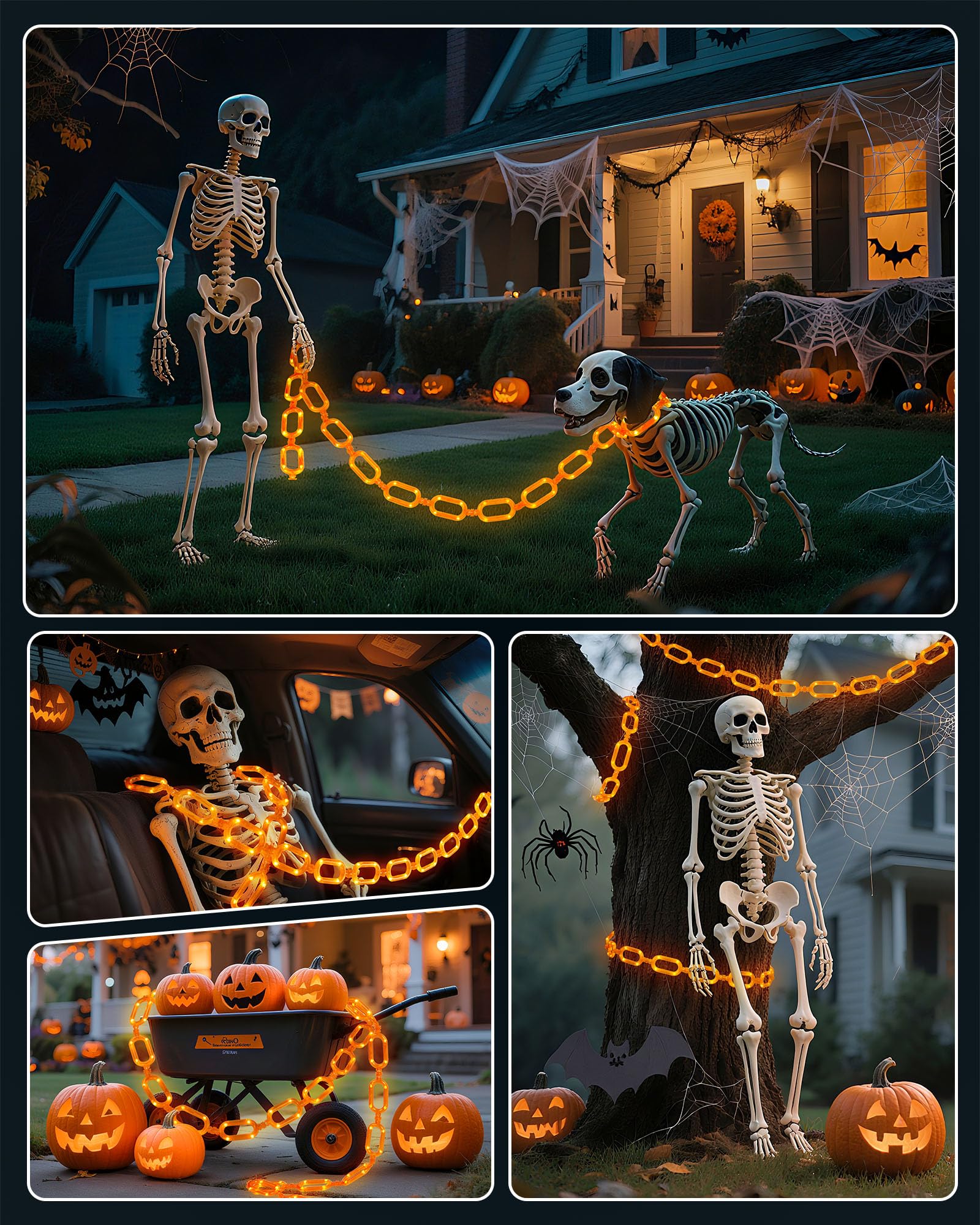 Brightown Halloween String Lights - 10 Ft Battery Operated, 8 Modes, Waterproof, Orange, 1 Pack