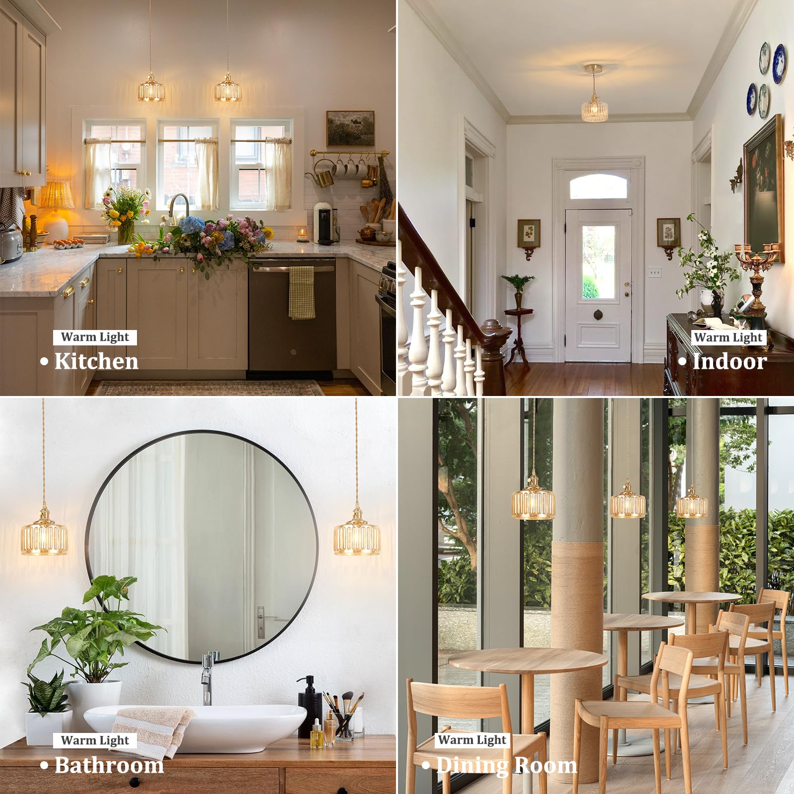 Shenmoyl Pendant Light 2 Pack With Amber Striped Glass Lmapshade, Brass Vintage Pendant Light Adjustable Hanging Light For Kitch