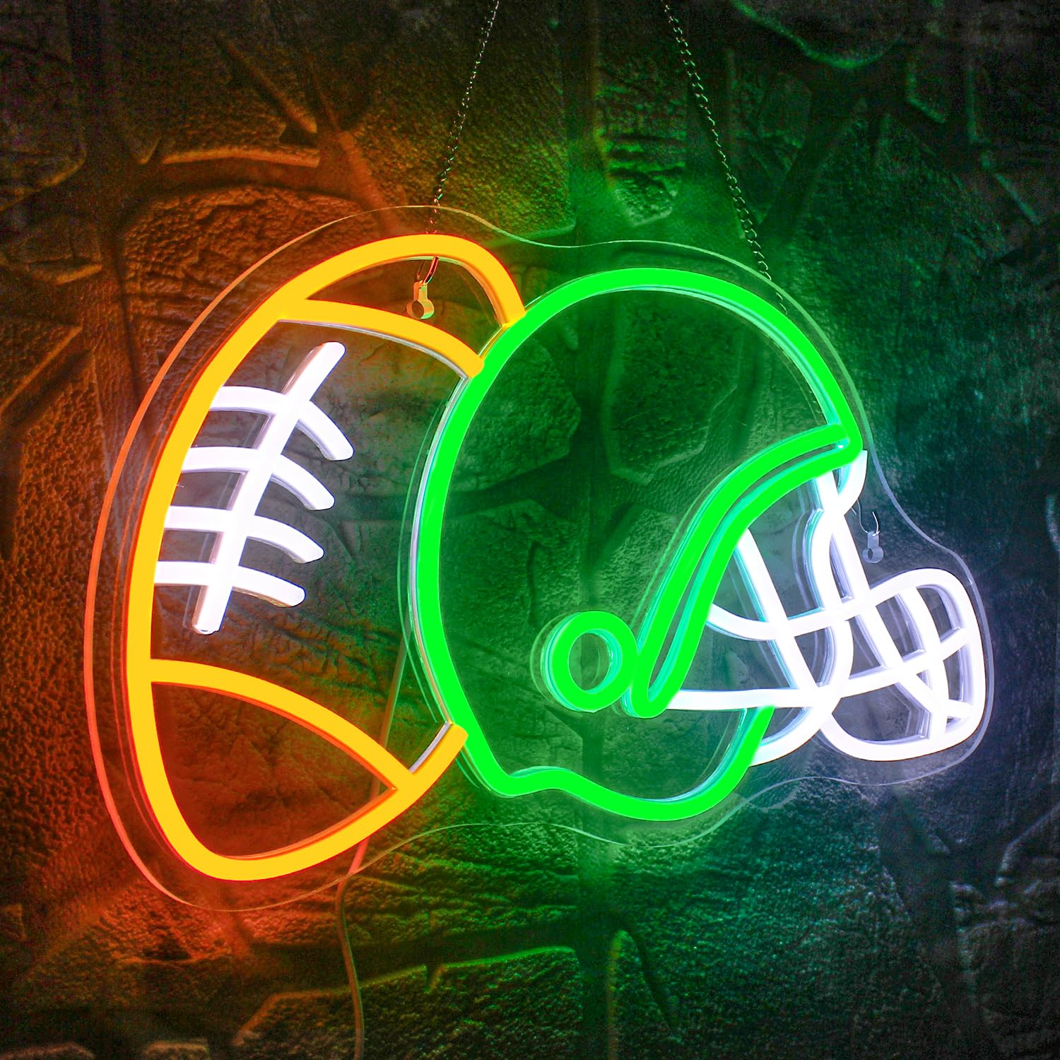 WLHOPE Football Neon Sign - Dimmable Helmet LED Light for Boys Bedroom, Game Room, 16.5in x 9.6in, Acrylic, Football Helmet Design