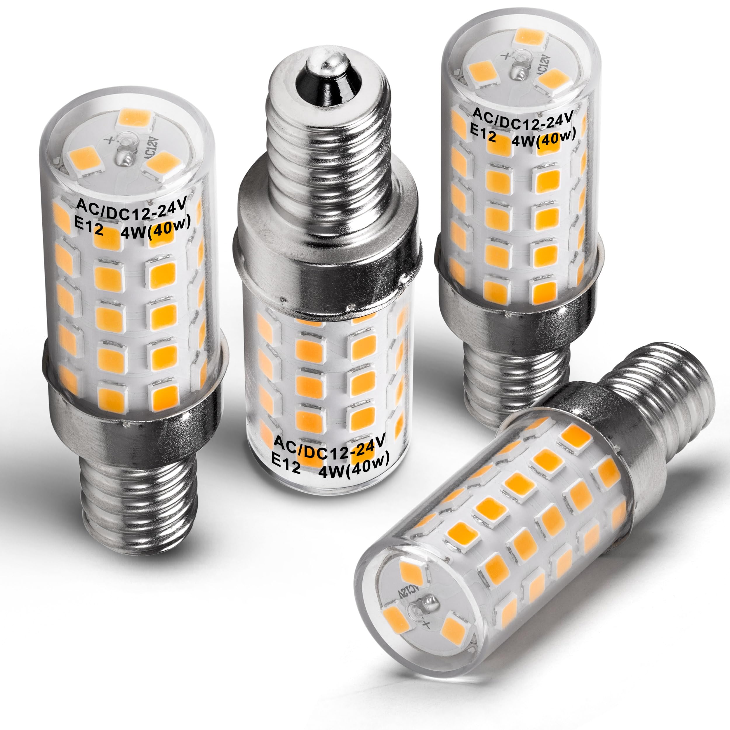 Hylroe 12V E12 Led Candelabra Bulb 40Watt Equivalent Warm White 2700K 4W 450Lm Low Voltage Ac12-24V/Dc10-30V For Rv Camper Marin