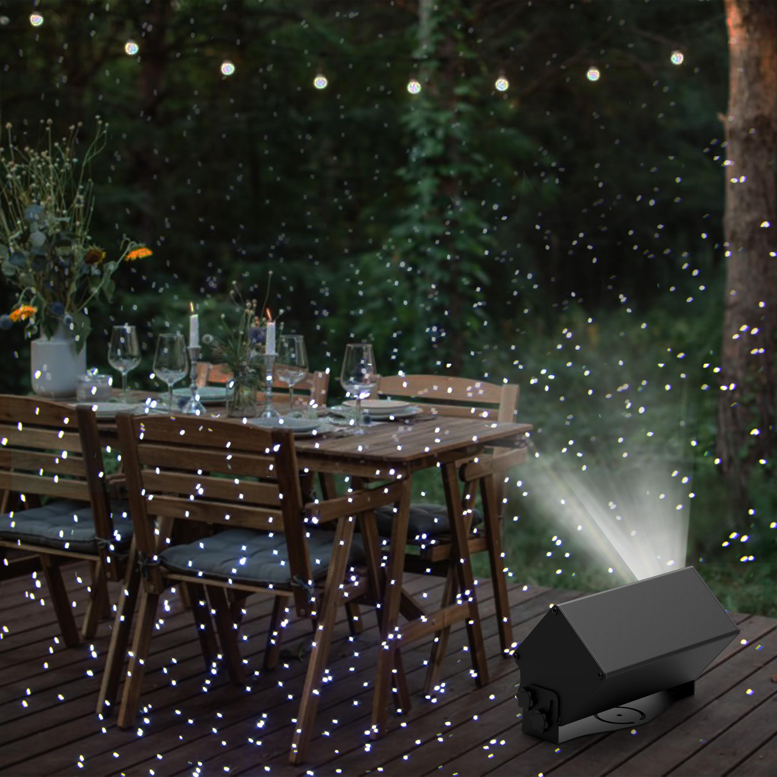 Outdoor Star Lights Projector, Airivo White Laser Fairy Lights Projector, Christmas Snowfall Projector, 3 Lighting Modes Garden