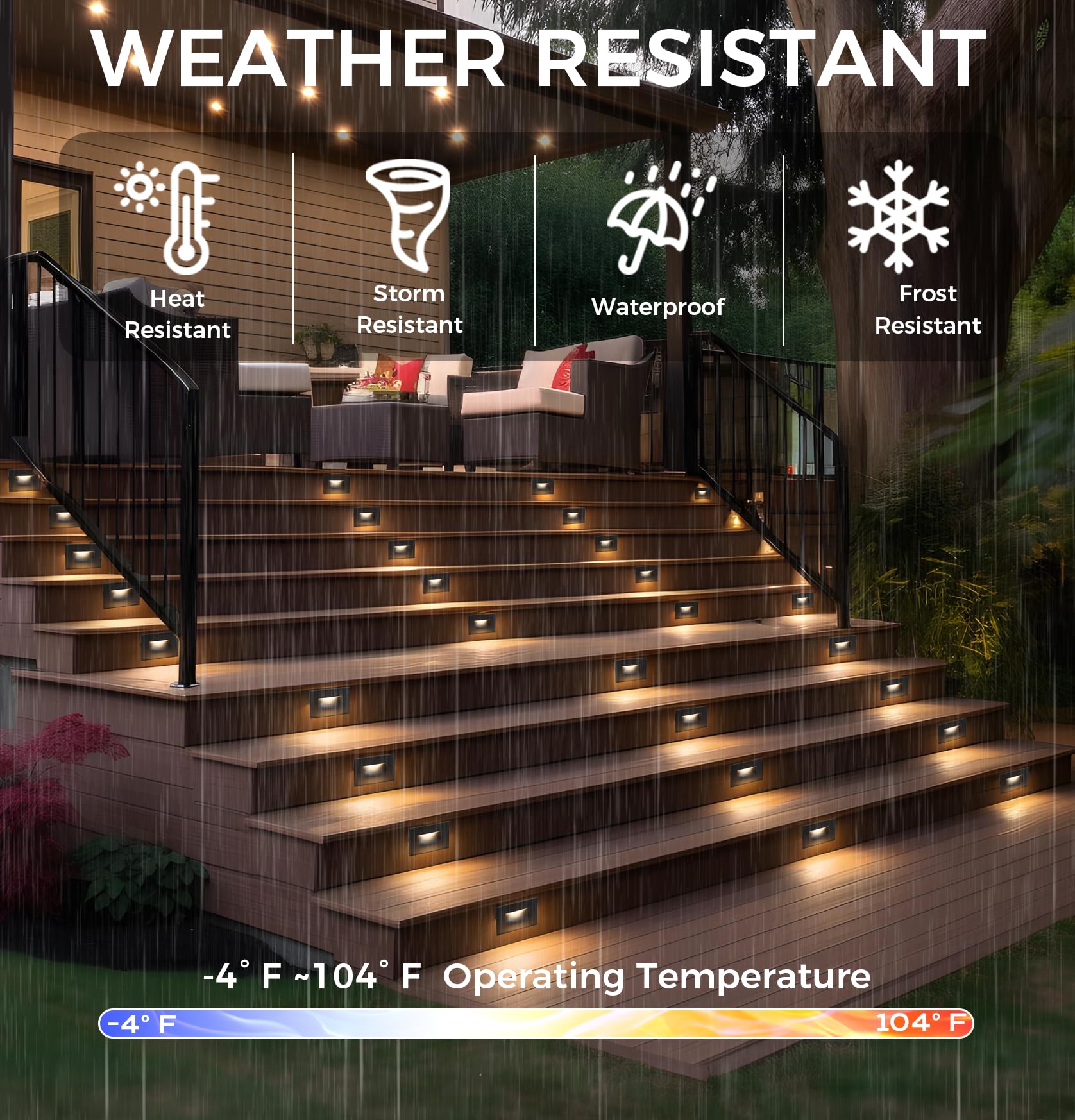 CLOUDY BAY LED Step Light, Dimmable 120V Stair Light, 3000K Warm White, Pack of 3, Black Aluminum