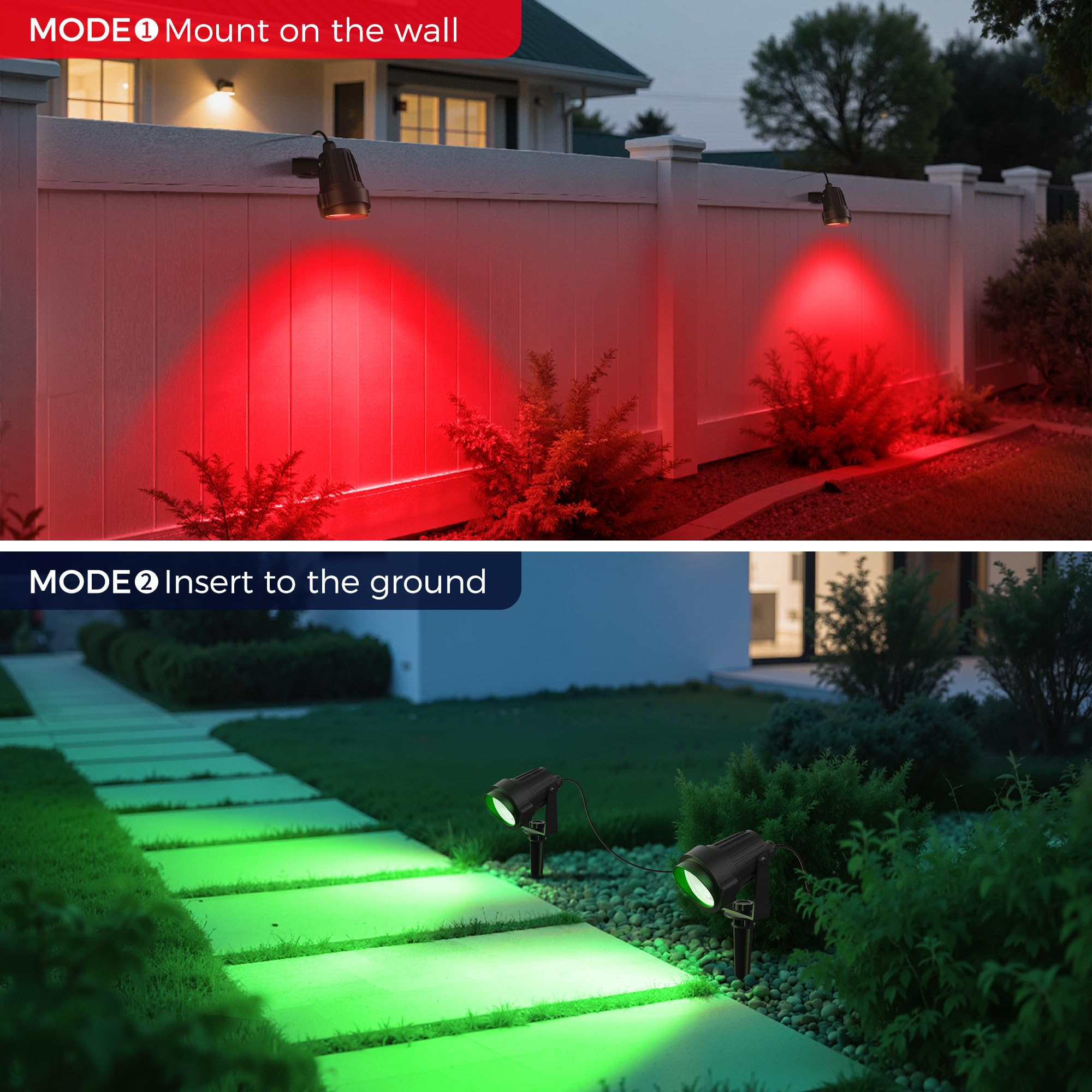 L Lohas Led Red And Green Christmas Spotlight Outdoor  Auto On/Off 5W Landscape Lighting  120V Ip66 Waterproof Spot Lights For Yard House Holiday Trees Decoration  Ul Listed  2 Pack