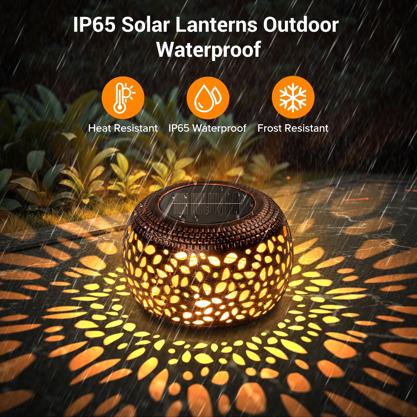 Solar Lanterns Outdoor Waterproof  4 Pack Flower Petal Solar Garden Lights With 2 Lighting Colors  Vintage Metal Outdoor Patio Garden Decor - Unique Gifts For Women Mom Sisters Birthday