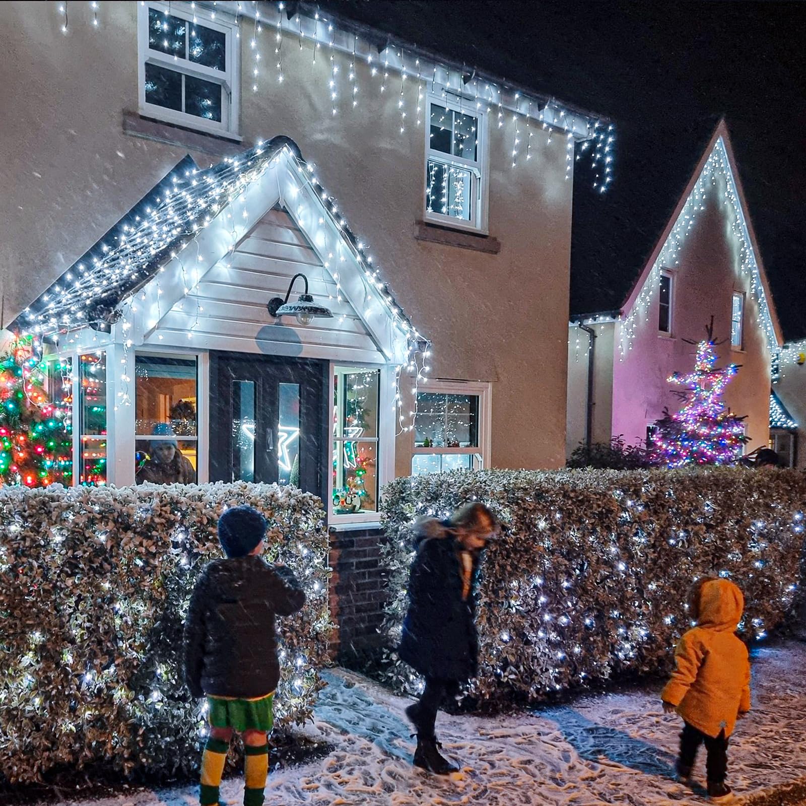 Christmas Lights Outdoor - 99 Ft 1216 Led Icicle Lights For Outside - Plug In 8 Modes Twinkle Lights For Christmas Decorations O