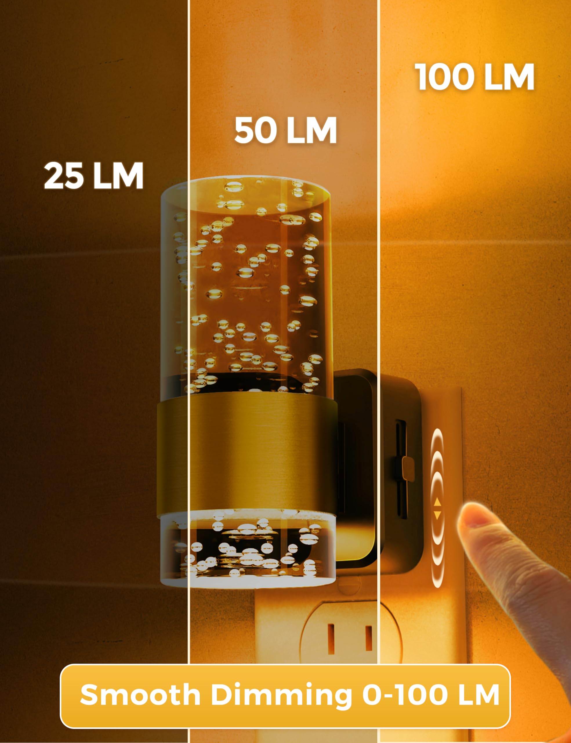 Night Light, 1-Pack Modern Night Lights Plug Into Wall, Dimmable Amber Night Light With Auto Light Sensor, Wall Sconce-Style Des