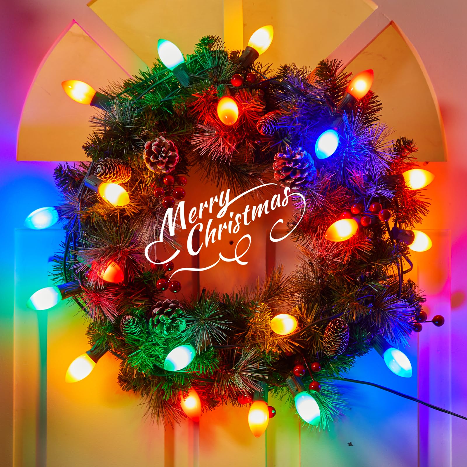 Vintage C9 Led Christmas Lights Outdoor, 25 Feet C9 String Lights With 25 Colored Shatterproof Bulbs, Connectable Waterproof Lig