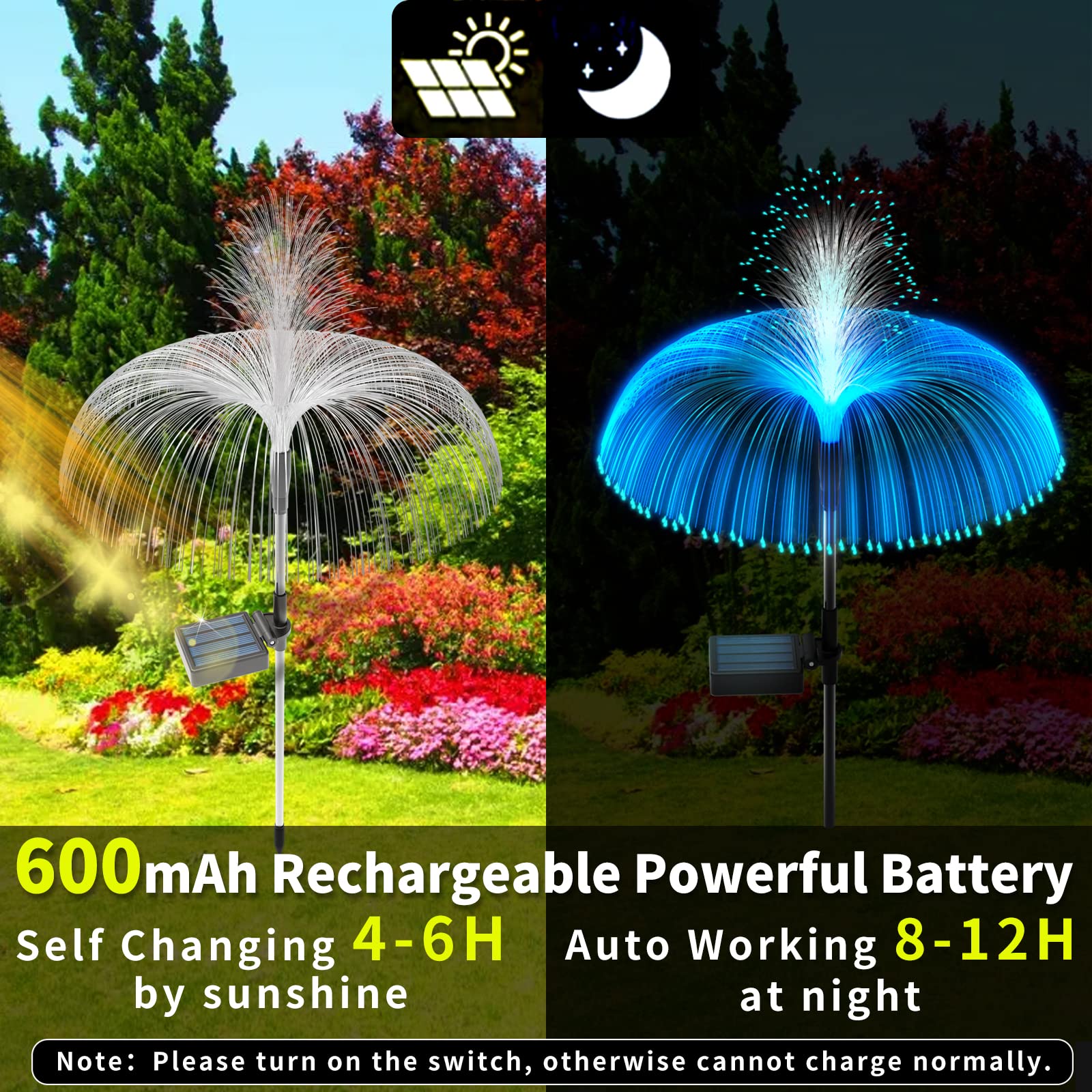 Rwnxkarn Solar Garden Lights - Waterproof Color Changing Flower Decor For Patio & Landscape, 3 Pcs