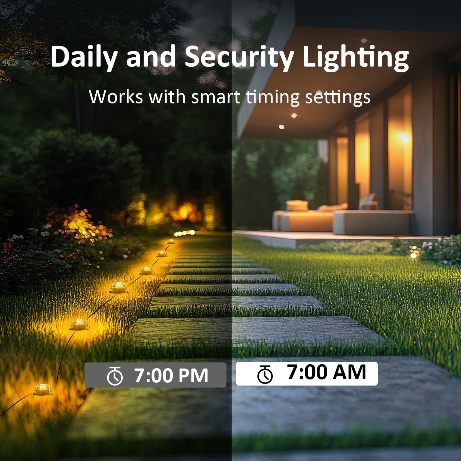 IVRICH Outdoor Ground Lights, Smart RGB 32.8ft, IP68 Waterproof, Music Sync, Remote Control, Black, Model 5050