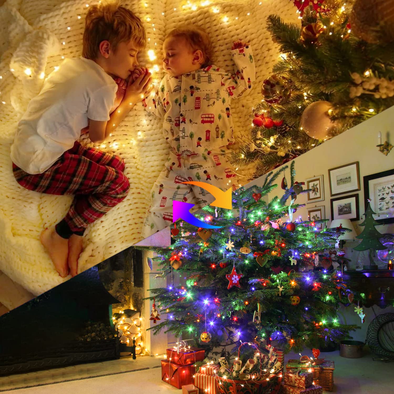 JMEXSUSS Color Changing Fairy Lights, 100 LED, 33ft, Battery Operated, Warm White & Multicolor, Model EXS-S-100-WWM