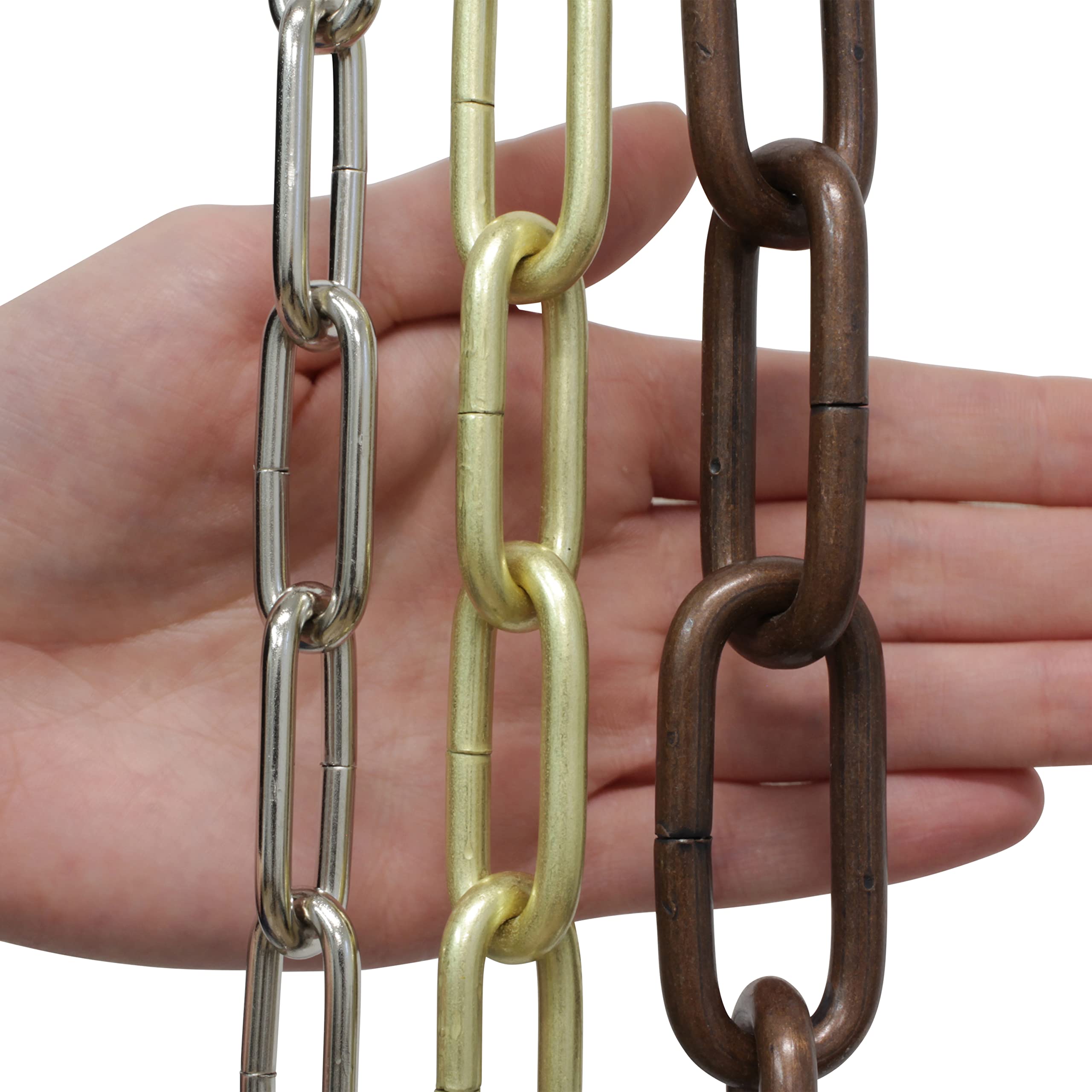 RCH Hardware Steel Fixture Chain, 3FT, Polished Chrome, Model CH-S59-395-PC-3