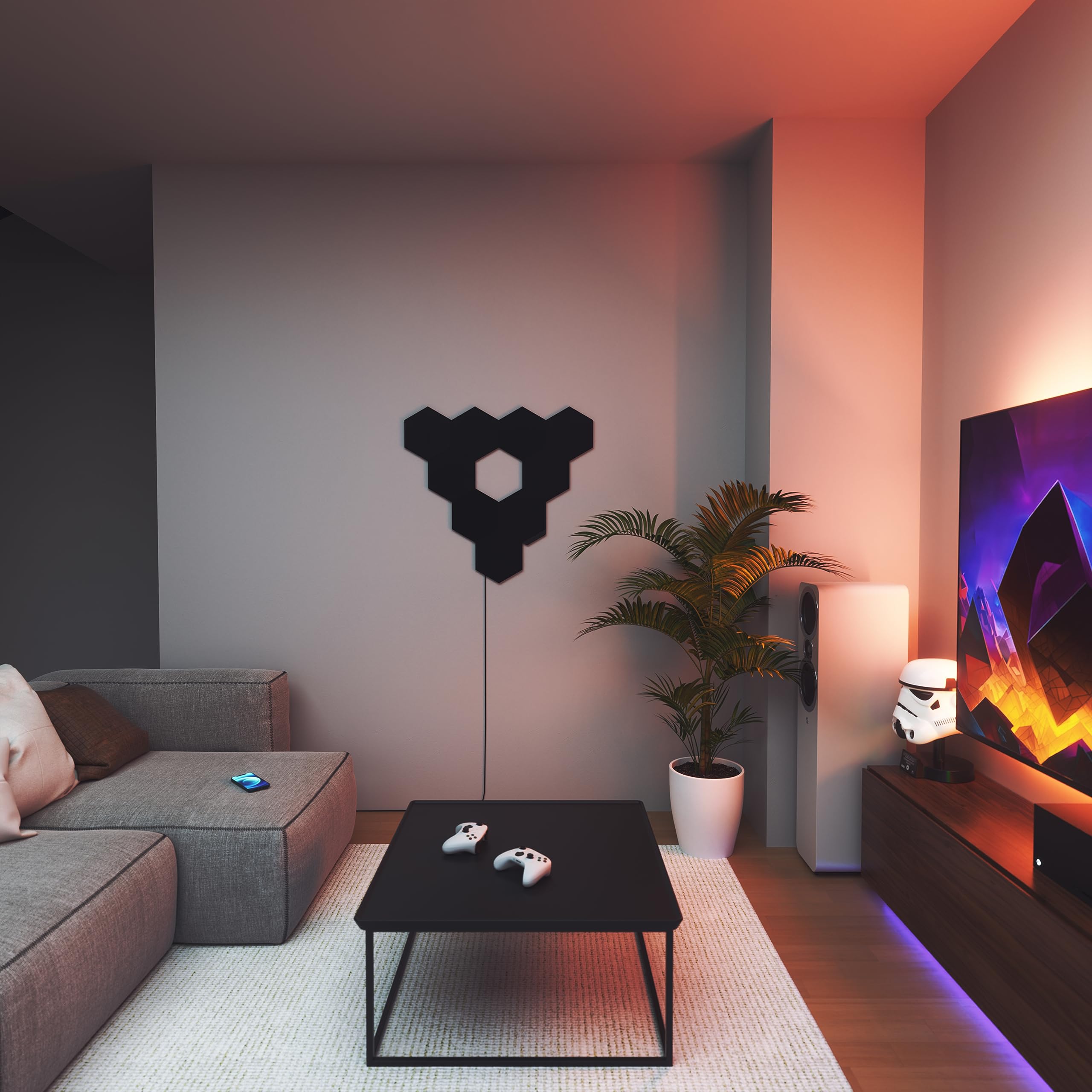 Nanoleaf Shapes LED Wall Lights, RGBW Smart Panels, Black Hexagons 3 Pack, Compatible with Alexa & Google Assistant