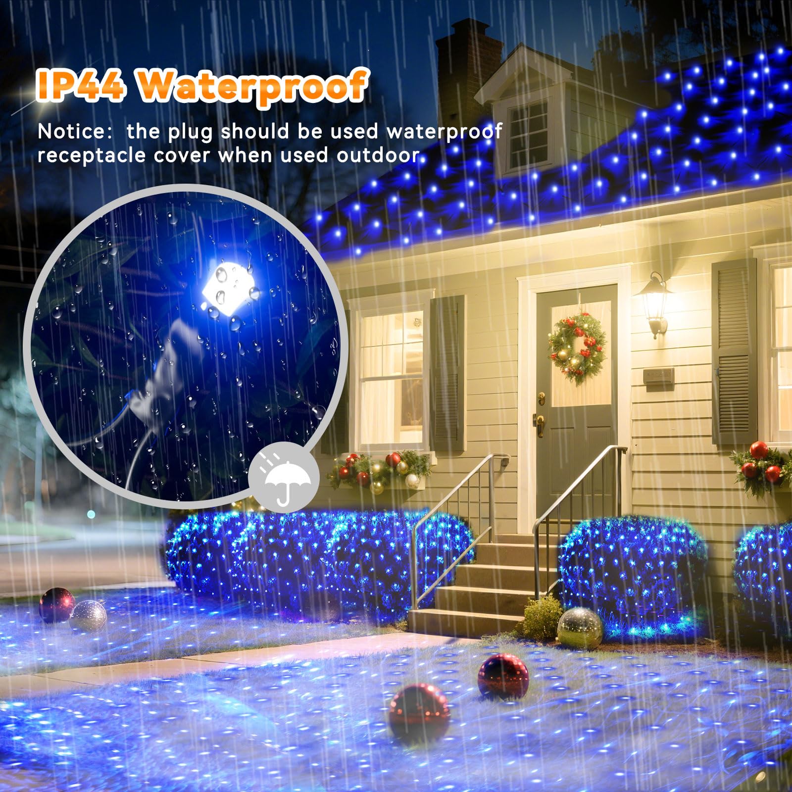 Lithome 21Ft X 5Ft Christmas Net Lights Outdoor Mesh Lights  360 Led Christmas Blue Net Light For Bushes Connectable  8 Modes Giant Mesh Light Waterproof Green Wire For Tree Garden Party Roof Decor