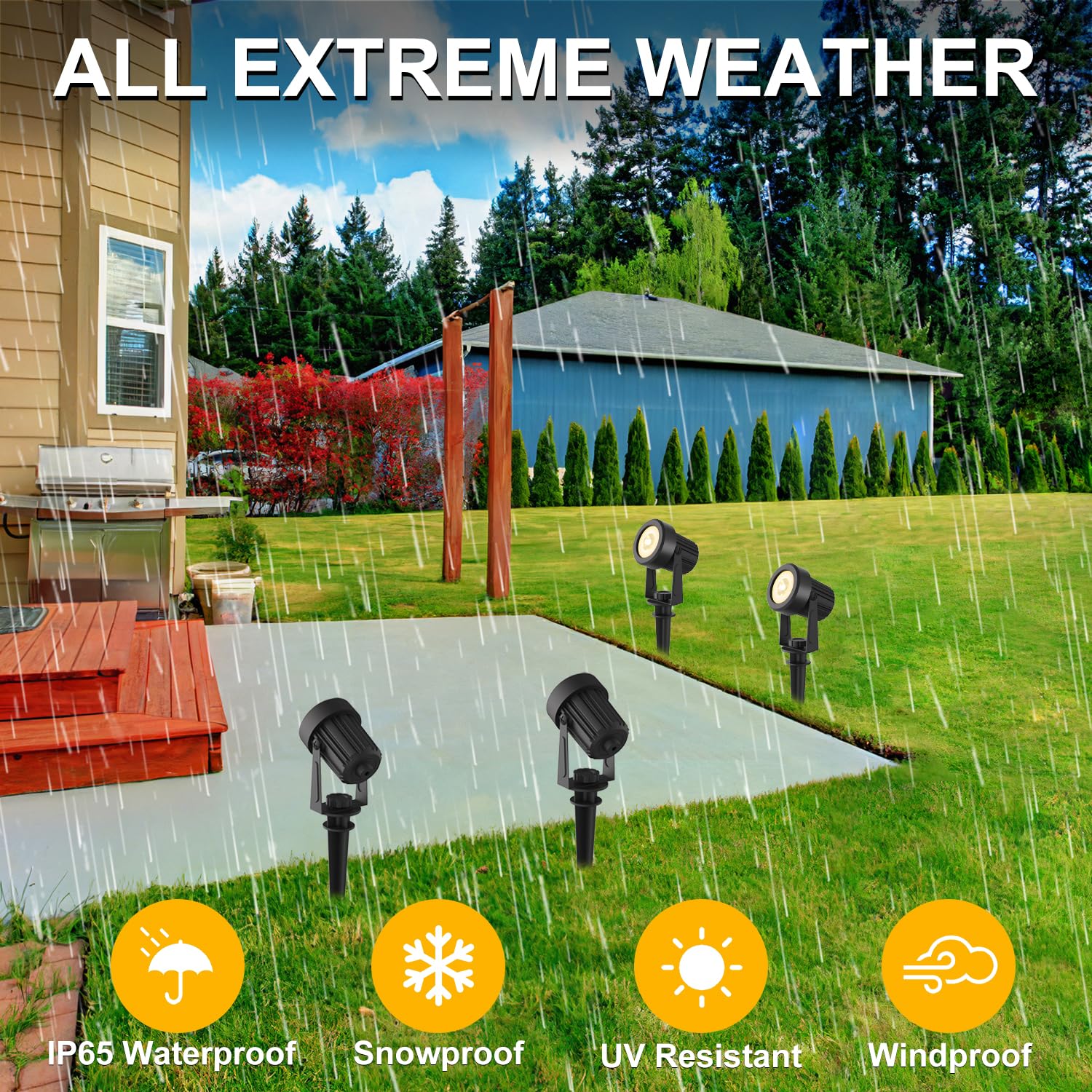 LINQELLY 2-Pack Solar Spotlights Outdoor, IP65 Waterproof, Warm White Landscape Lighting for Garden, Yard, Pathway, Tree Decoration