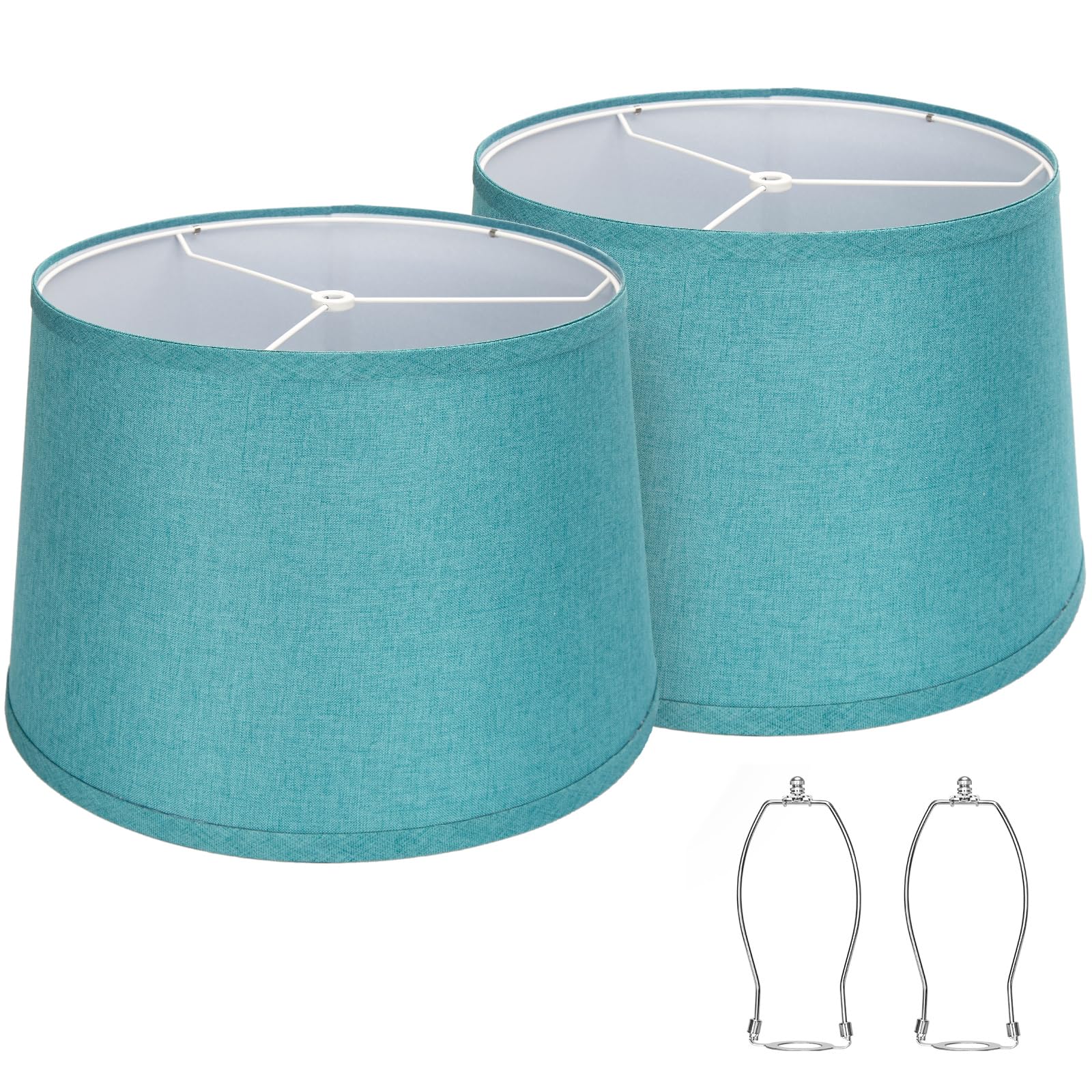 Lampshades Set of 2, Blue Lamp shades for Table Lamps, Floor Lamps, 11.6'' Top x 12.6'' Bottom x 9.8'' High, Fabric Drum Lampsha