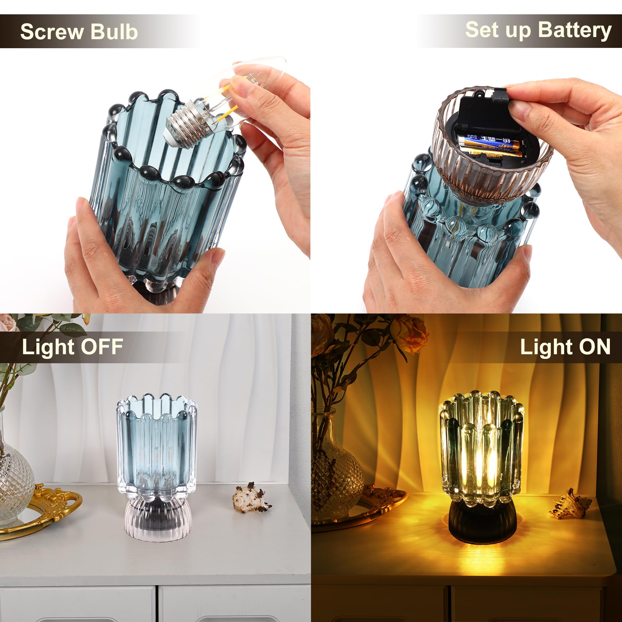 Miubrty Battery Operated Lamp With Auto-Off Timer, Cordless Table Night Light For Bedroom & Entryway, Portable Led Lamp For Home