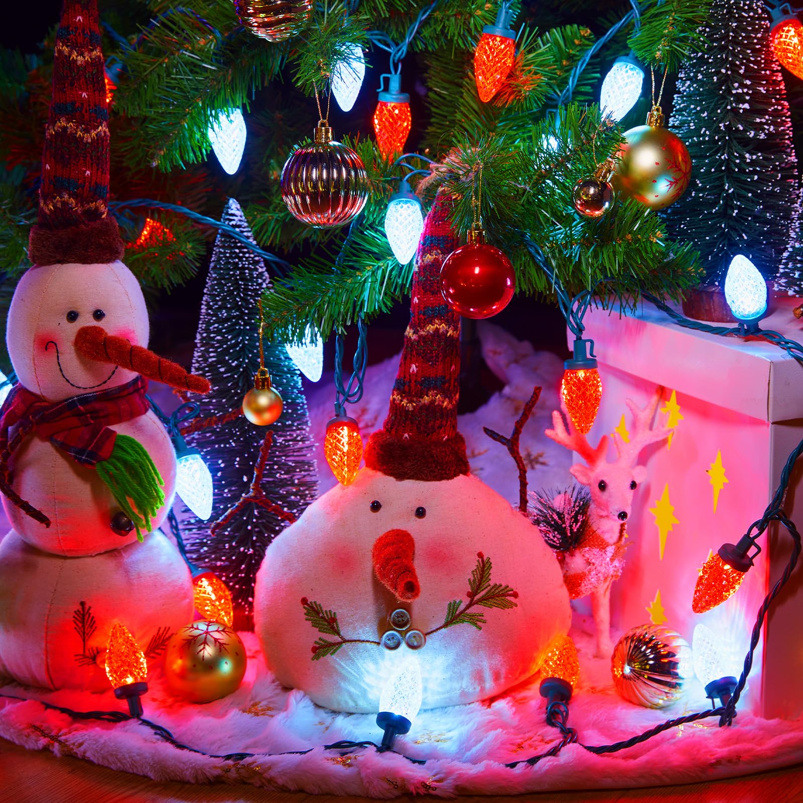 Brightown C9 Led Christmas Lights Outdoor, 66 Ft 100 Led Strawberry String Lights, Waterproof Commercial Grade Extendable For Ou