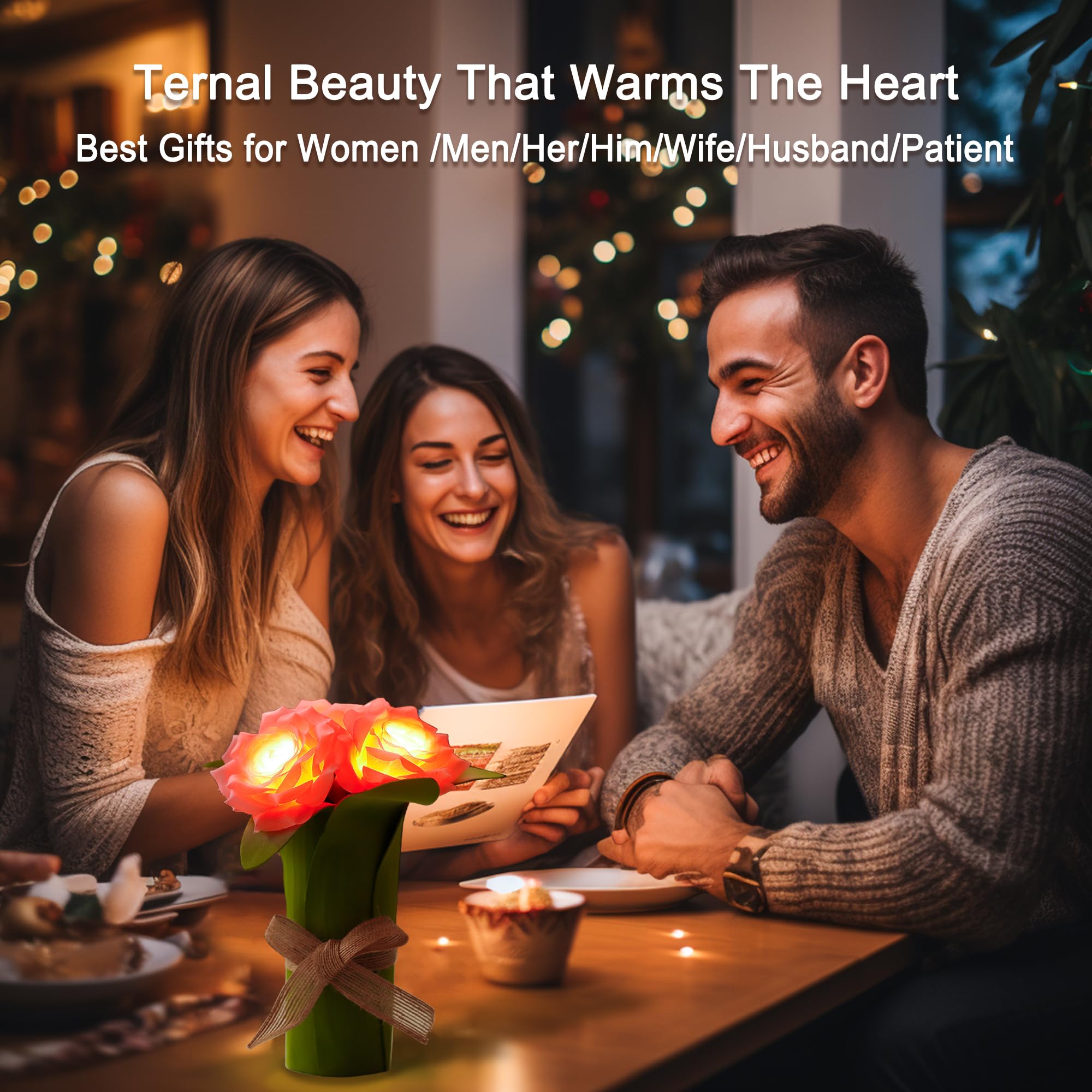 Hibeauti Led Pink Rose Lamp Mothers Day Gifts For Mom Womens, For Mom Wife Friends Her Christmas Anniversary Birthday Gifts, Per