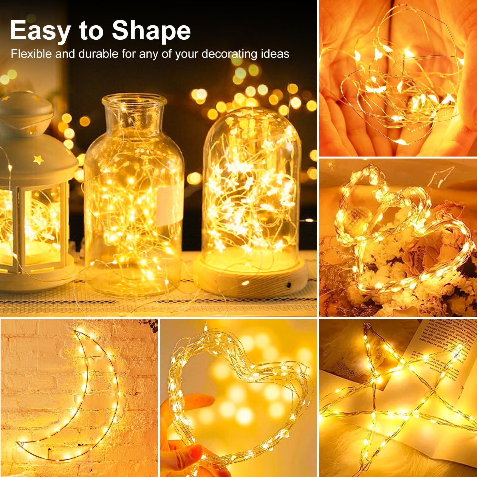 [ 30 Packs ] Fairy Lights Battery Operated String Lights 7 Ft/20 Led Minni Twinkle Battery Lights Small Fairy Lights For Mason Jars Diy Wedding Party Christmas Bedroom Decor, Warm White