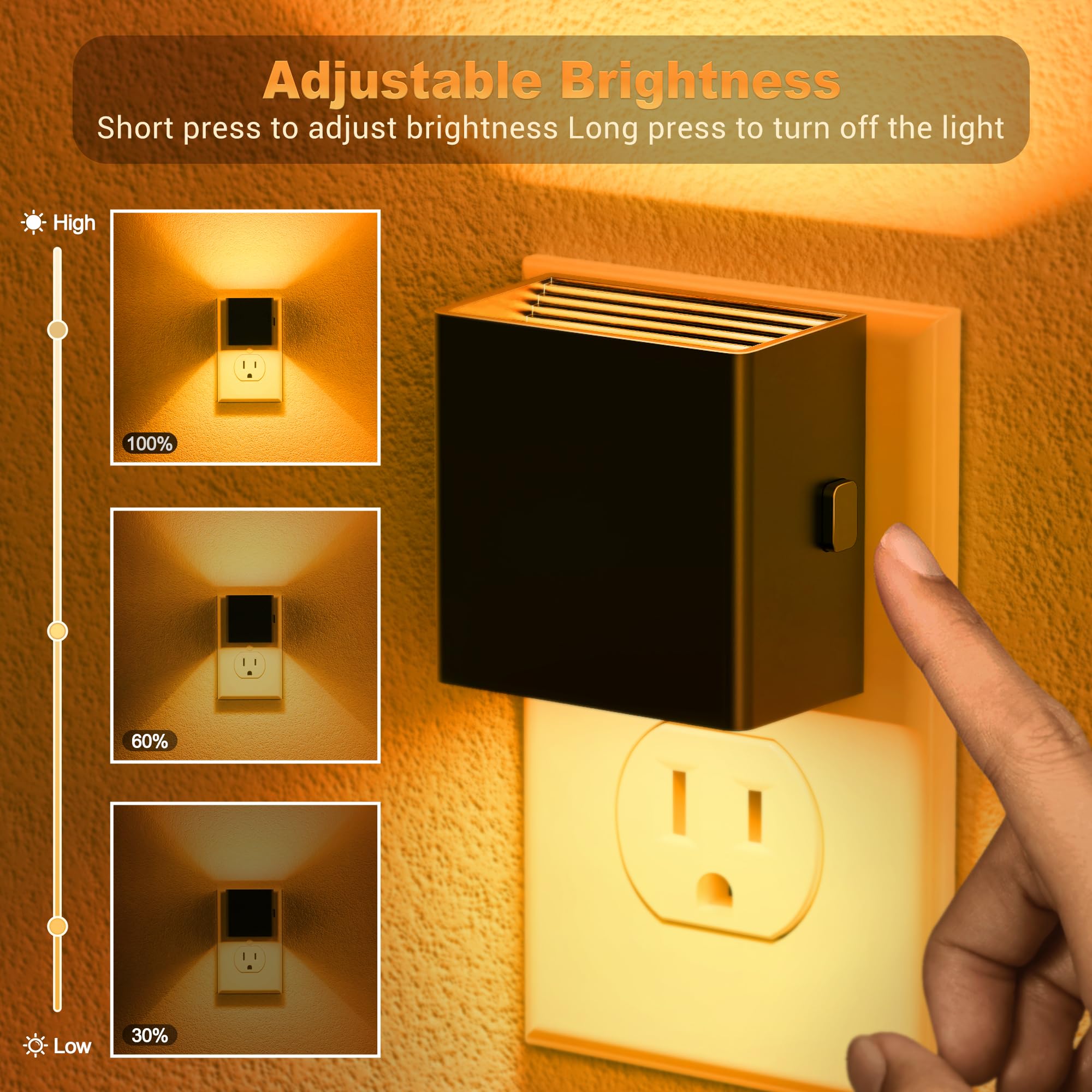 Jandcase Night Light, Automatic Night Lights Plug Into Wall, 2 Pack Modern Night Lights With Auto Light Sensor, Amber Brightness