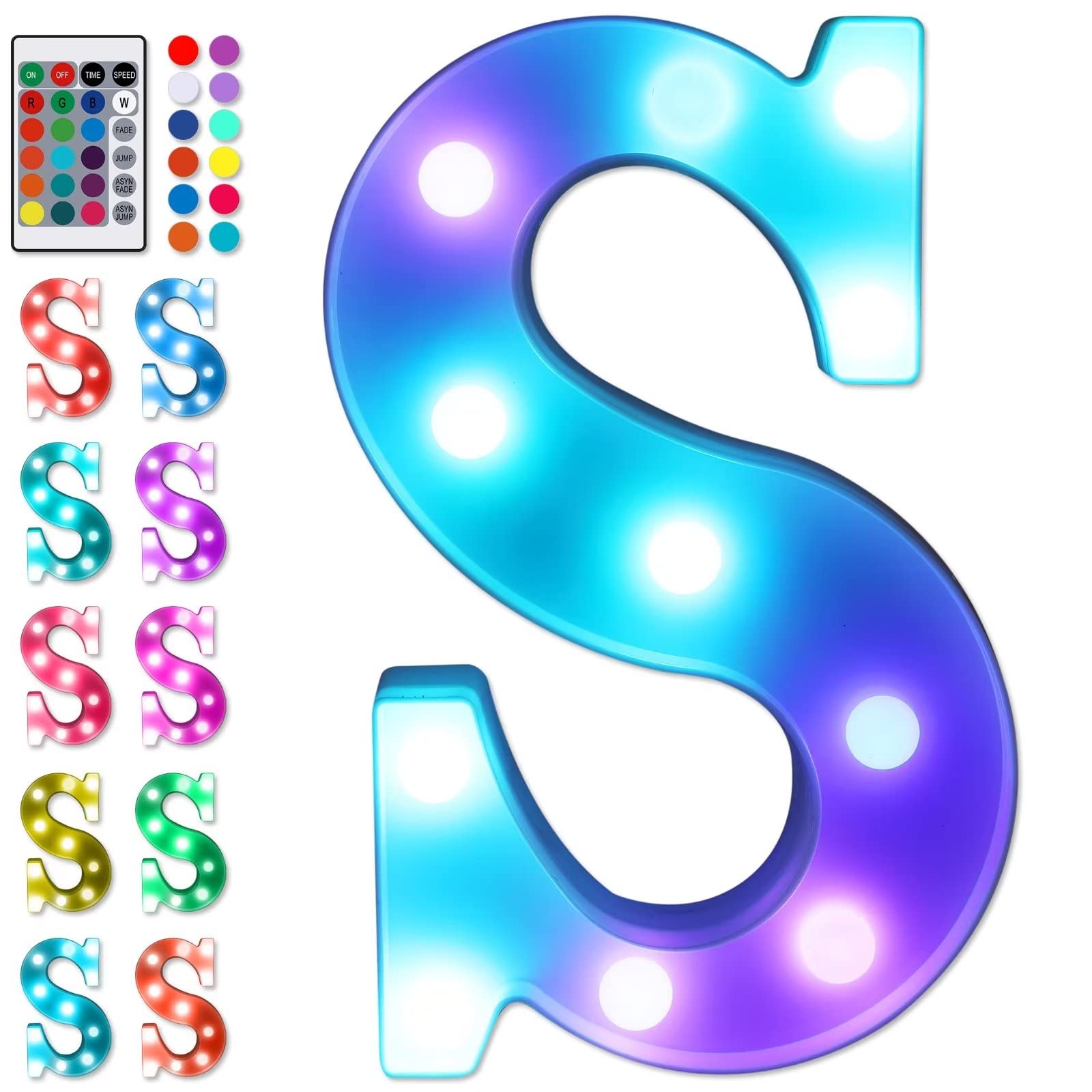 Foaky LED Letter Lights with Remote, Marquee Night Light for Party, Battery Powered, Size S, Color S, Model Led-color