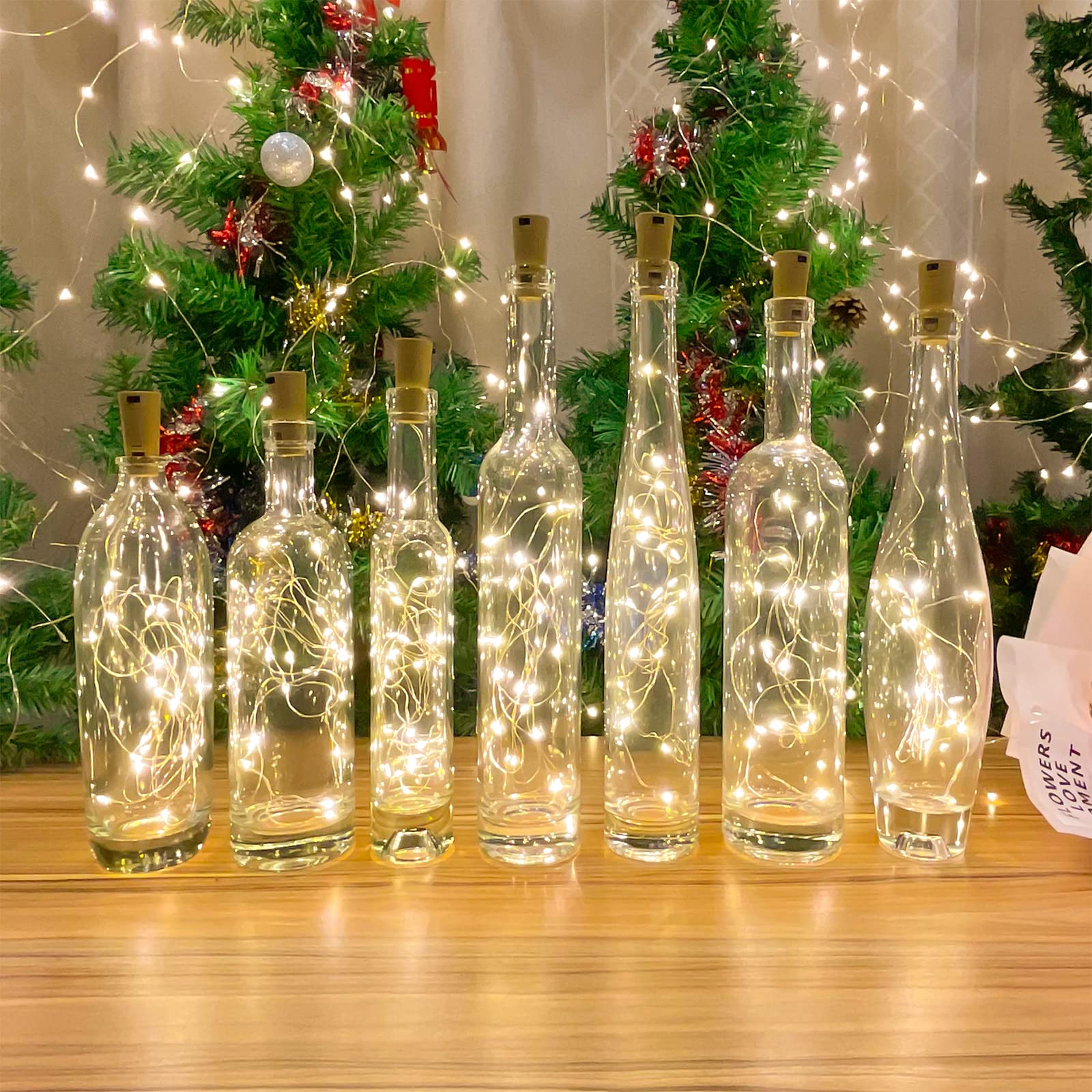 Etinga 10 Pack Wine Bottle Lights With Cork, 20 Leds, 6.6 Ft, Fairy Mini String Lights For Diy Jar Halloween, Christmas, Party Decoration, Wedding Listing (10 Pack, Warm White)