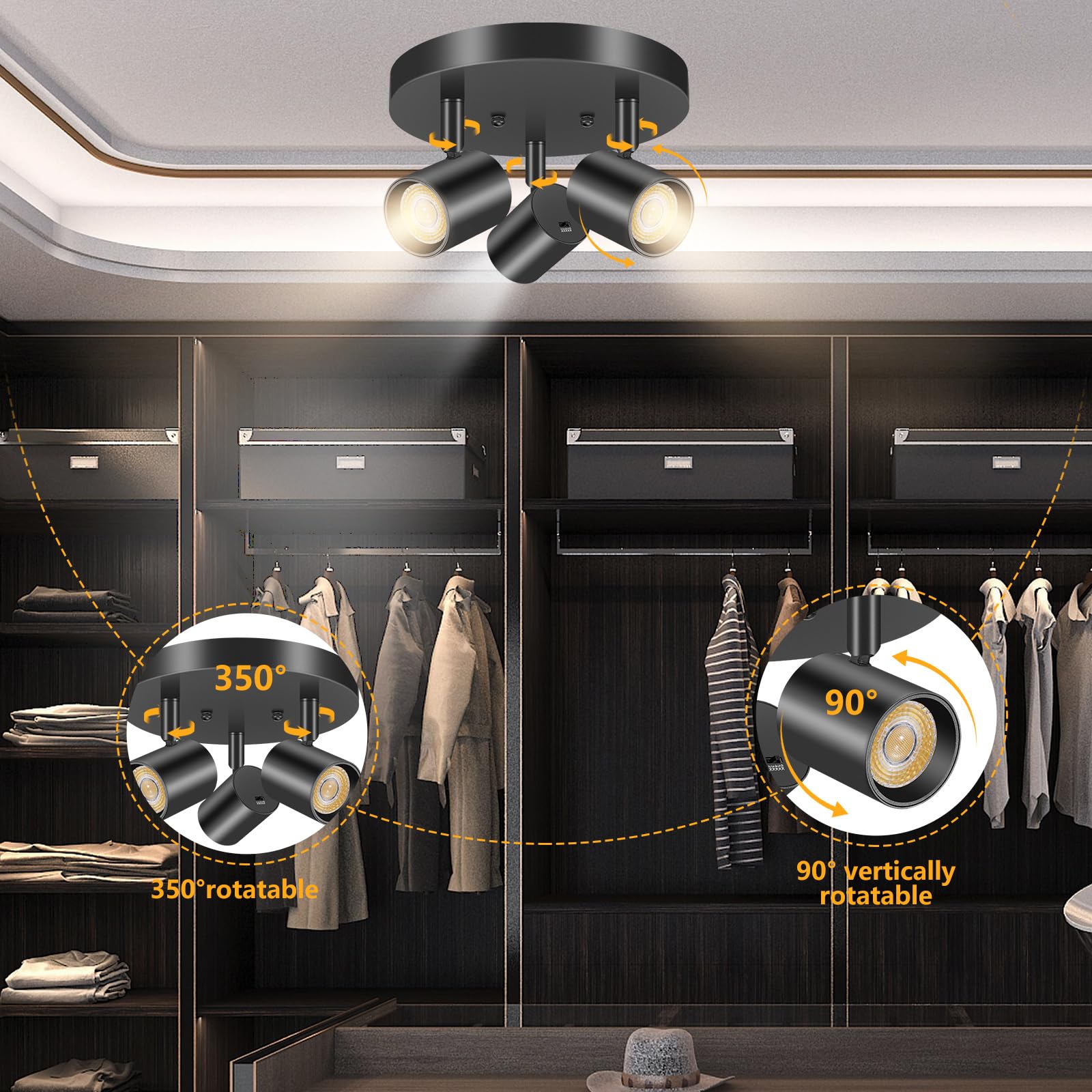 VANoopee 5 Color LED Ceiling Spot Light, Adjustable Directional, Dimmable 30W, Matte Black