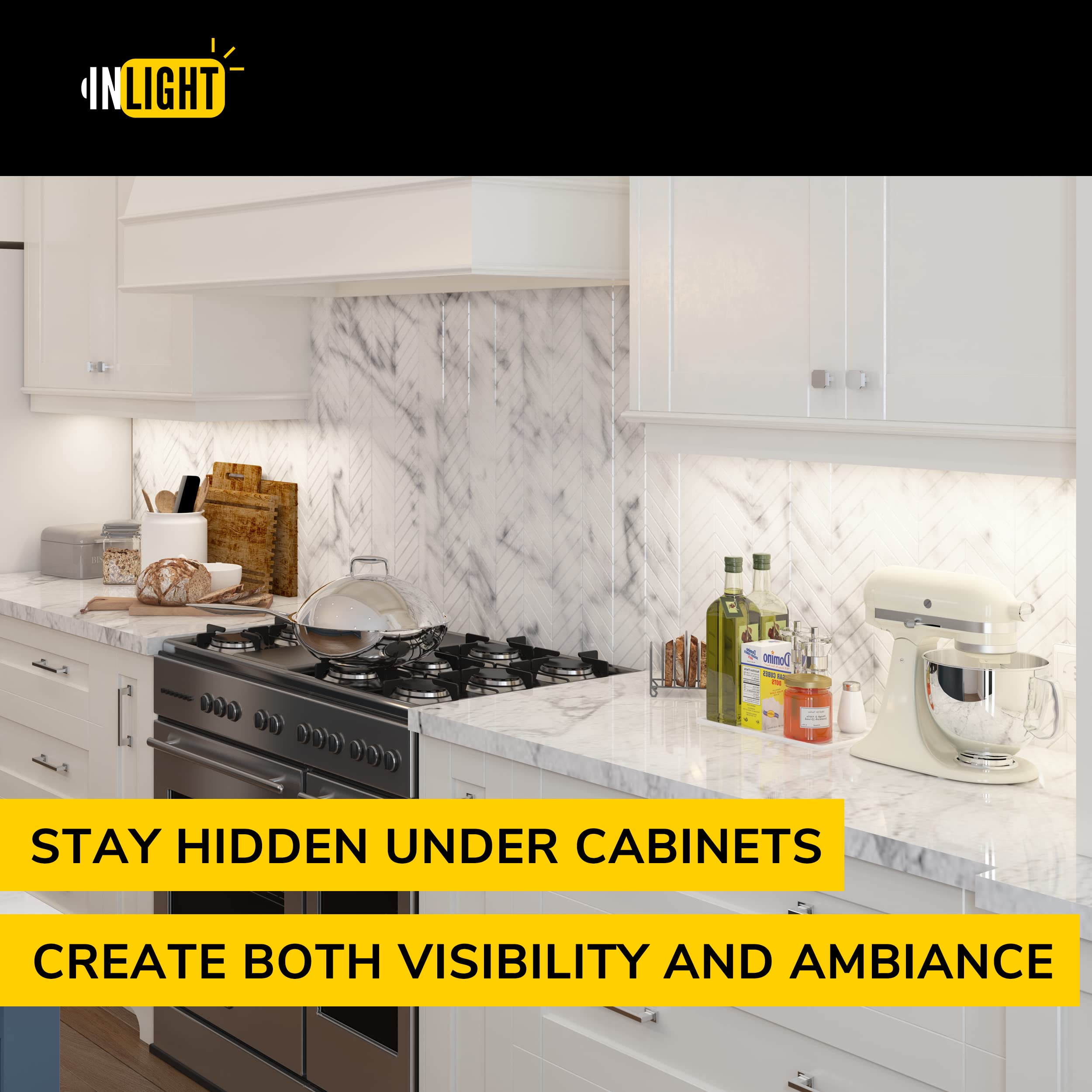 Getinlight 18-Inch Hardwired Only Led Under Cabinet Lighting, Daylight White(5000K), Dimmable, Matte White Finished, Etl Listed,