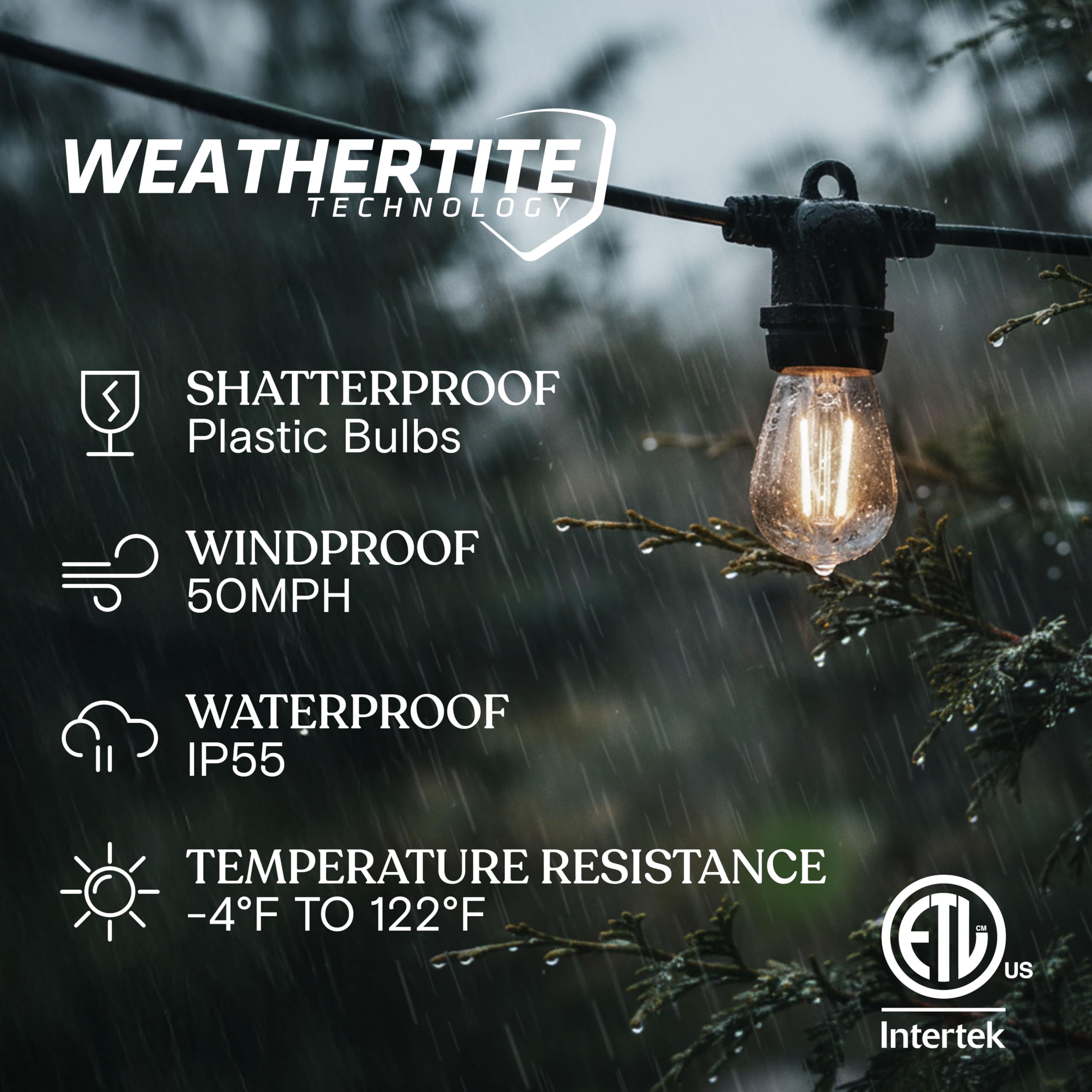Brightech Ambience Pro 105Ft Led String Lights - 1W Commercial Grade Patio Lighting Outdoor Waterproof - Heavy Duty Dimmable Vintage Edison Porch Lights For Outside  Backyard - 34 Bulbs  Soft White