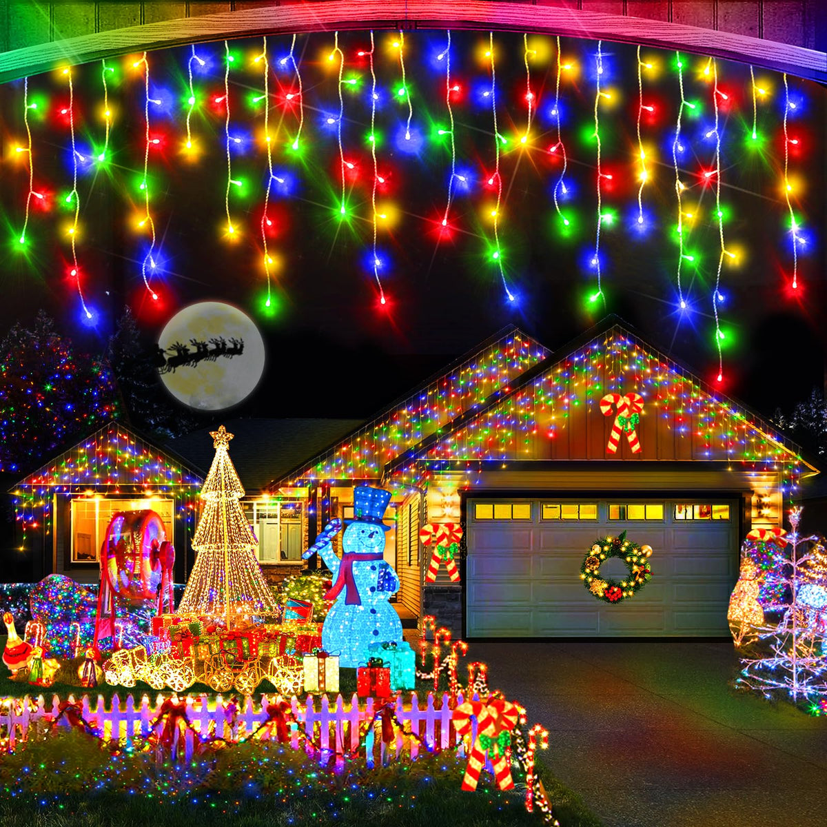 Heceltt Christmas Lights Outdoor, 66Ft 640Led Ice Lights 8 Modes With 120 Drops,Ip44 Waterproof Timer Memory Function For Christ