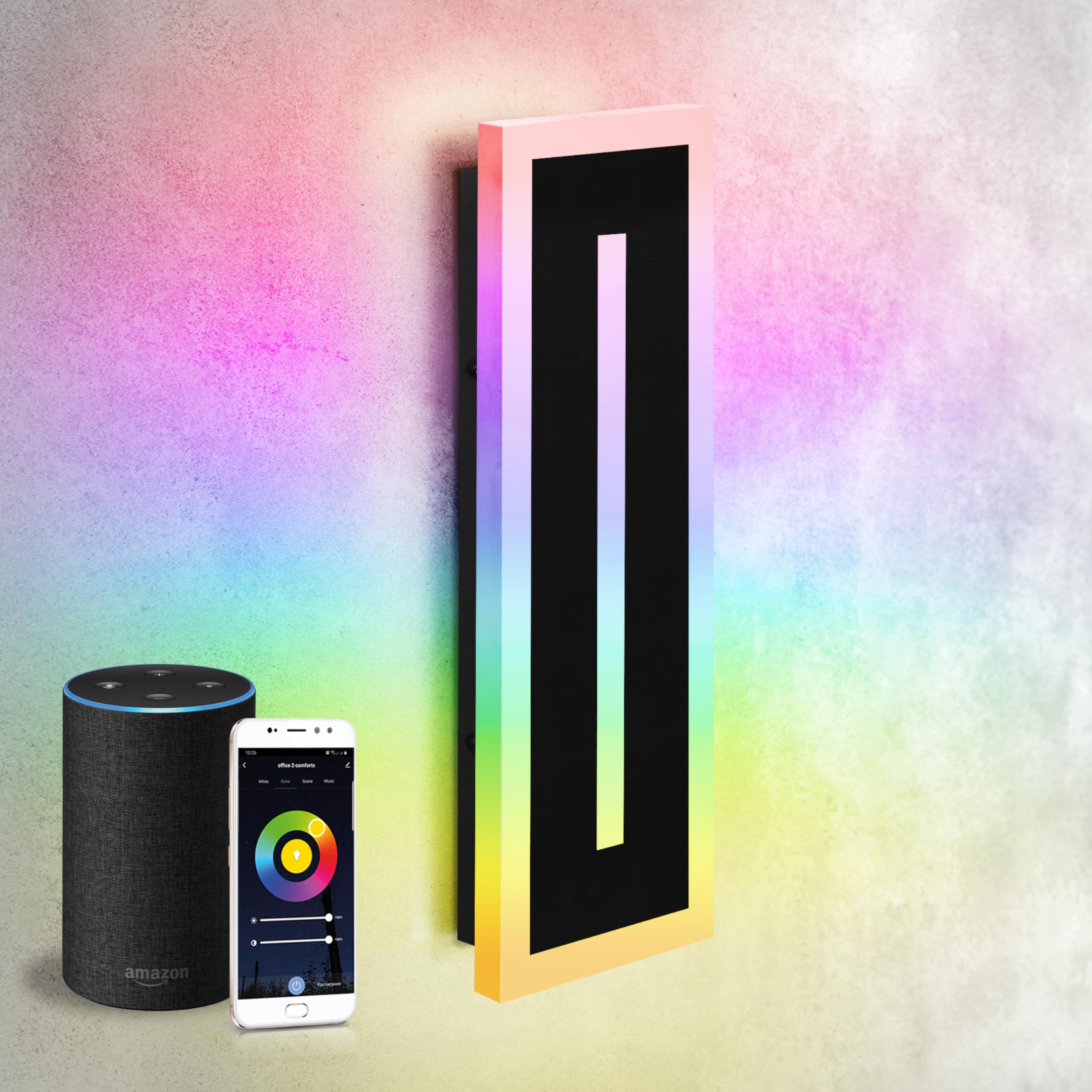 ASD LED Wall Mount Light Fixture | RGBW, Waterproof, ETL Listed | 18in | Black | Model A-WS27C18D20RGB-B