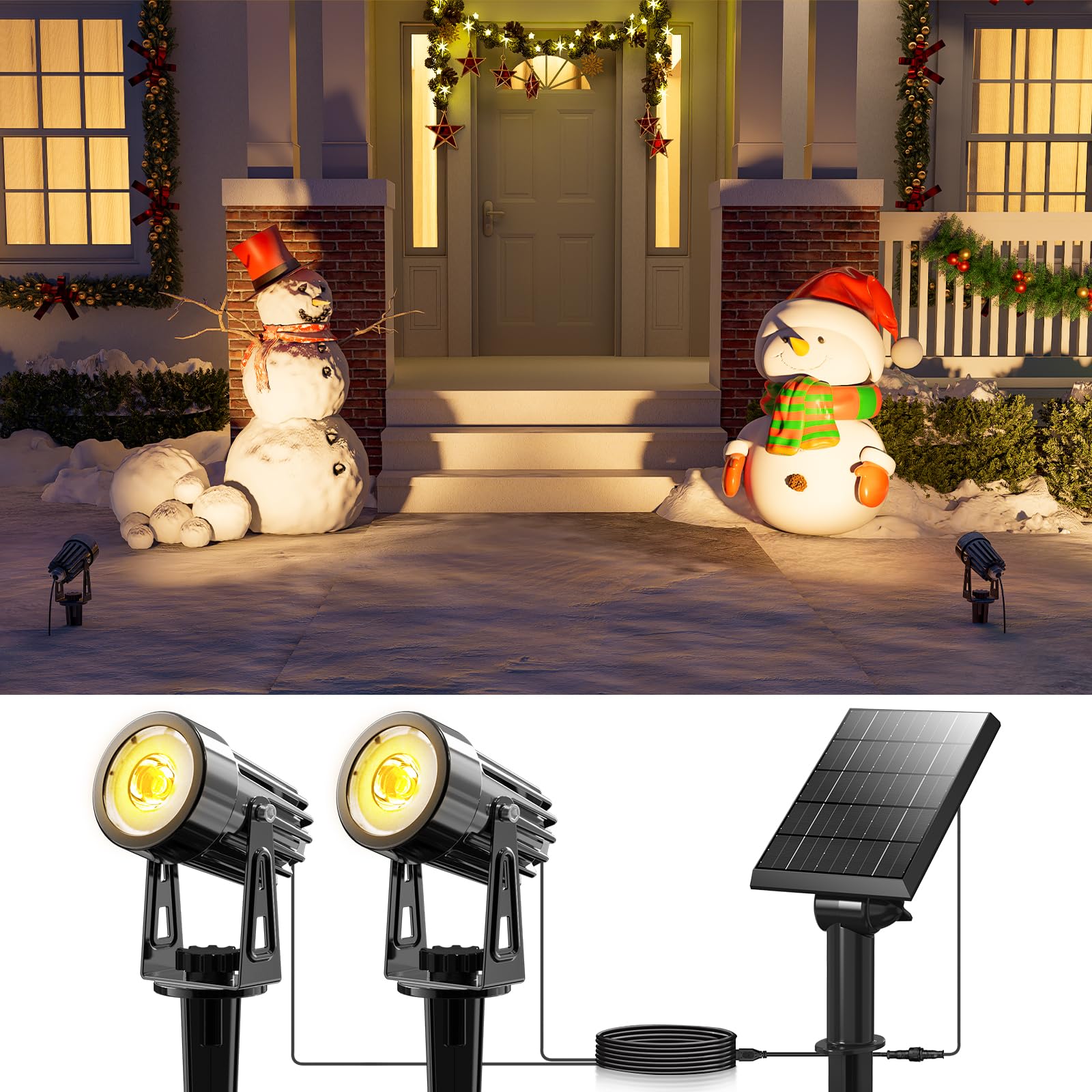 GVSHINE Aluminum Solar Spotlights Outdoor Waterproof Bright Landscape Spot Lights Dusk to Dawn for Christmas Tree, Santa, Reinde