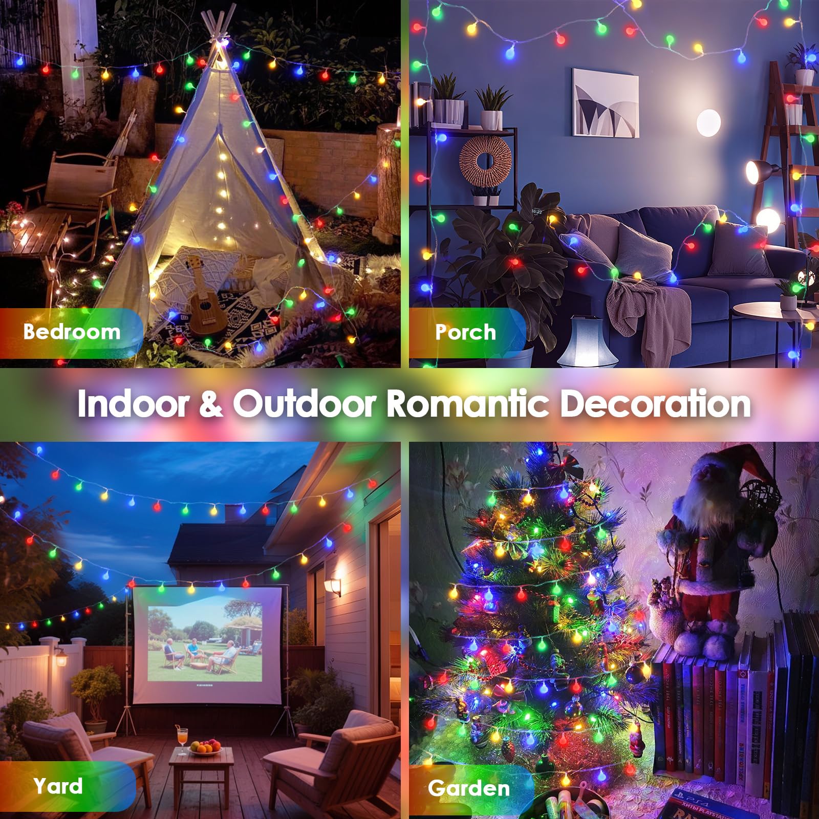 LORRYTE 100LED Connectable String Lights - 43ft Multicolor Fairy Lights with Remote, Waterproof Globe for Indoor/Outdoor Decor