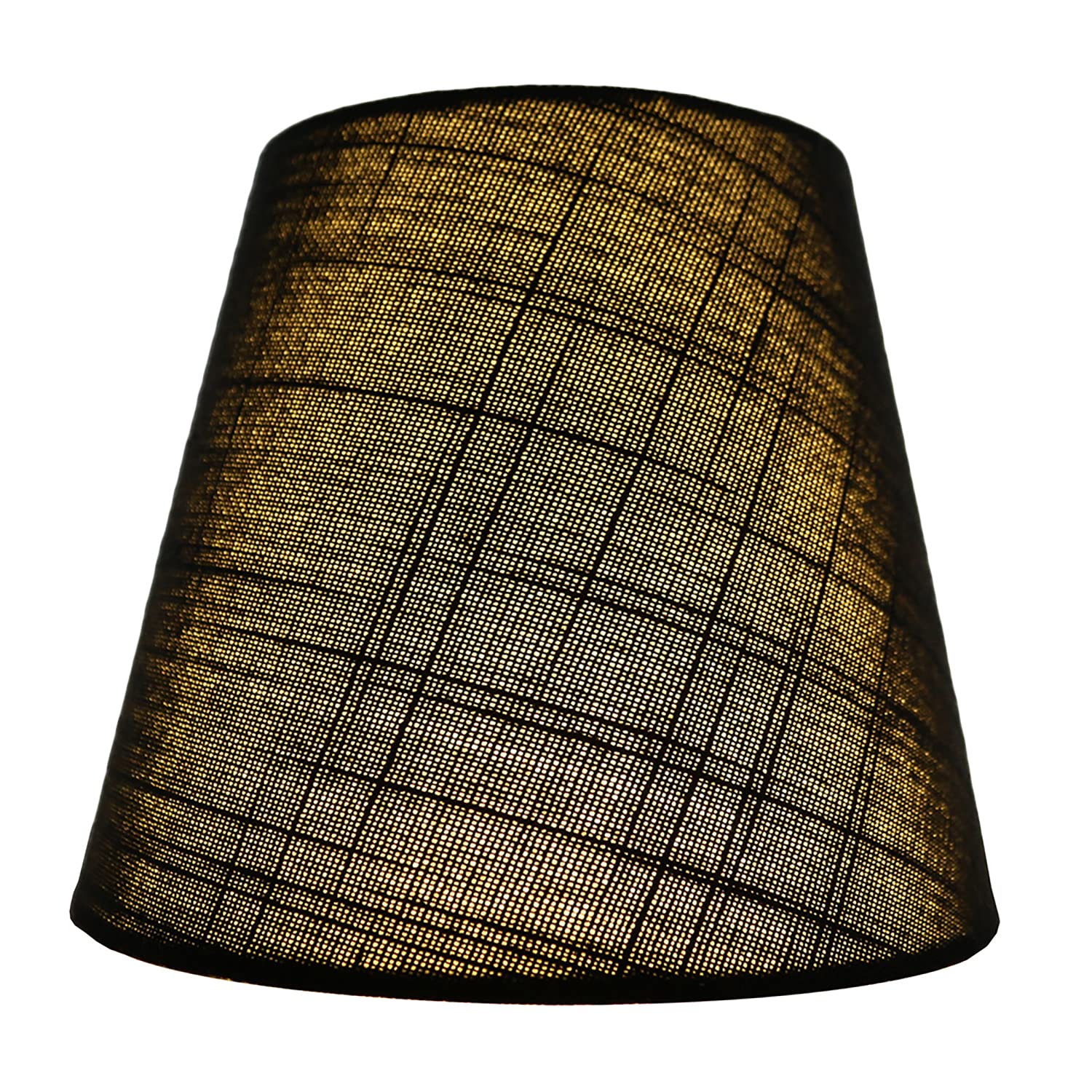 Meriville Set Of 2 Black Linen Clip On Chandelier Lamp Shades, 4-Inch By 6-Inch By 5-Inch