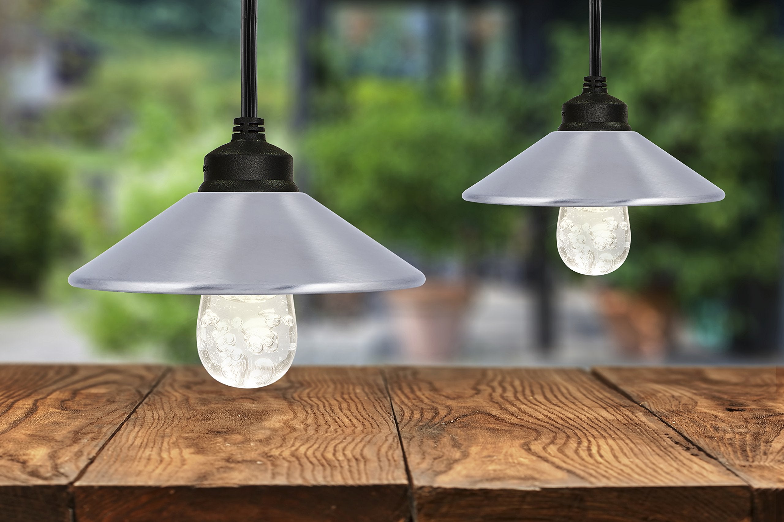 Enbrighten Cafe Add-On Accessory Lens Shades, 6 Stainless Steel Finish Lens Shades, Easy-To-Install, For Use With Enbrighten Cafe String Lights, 35917