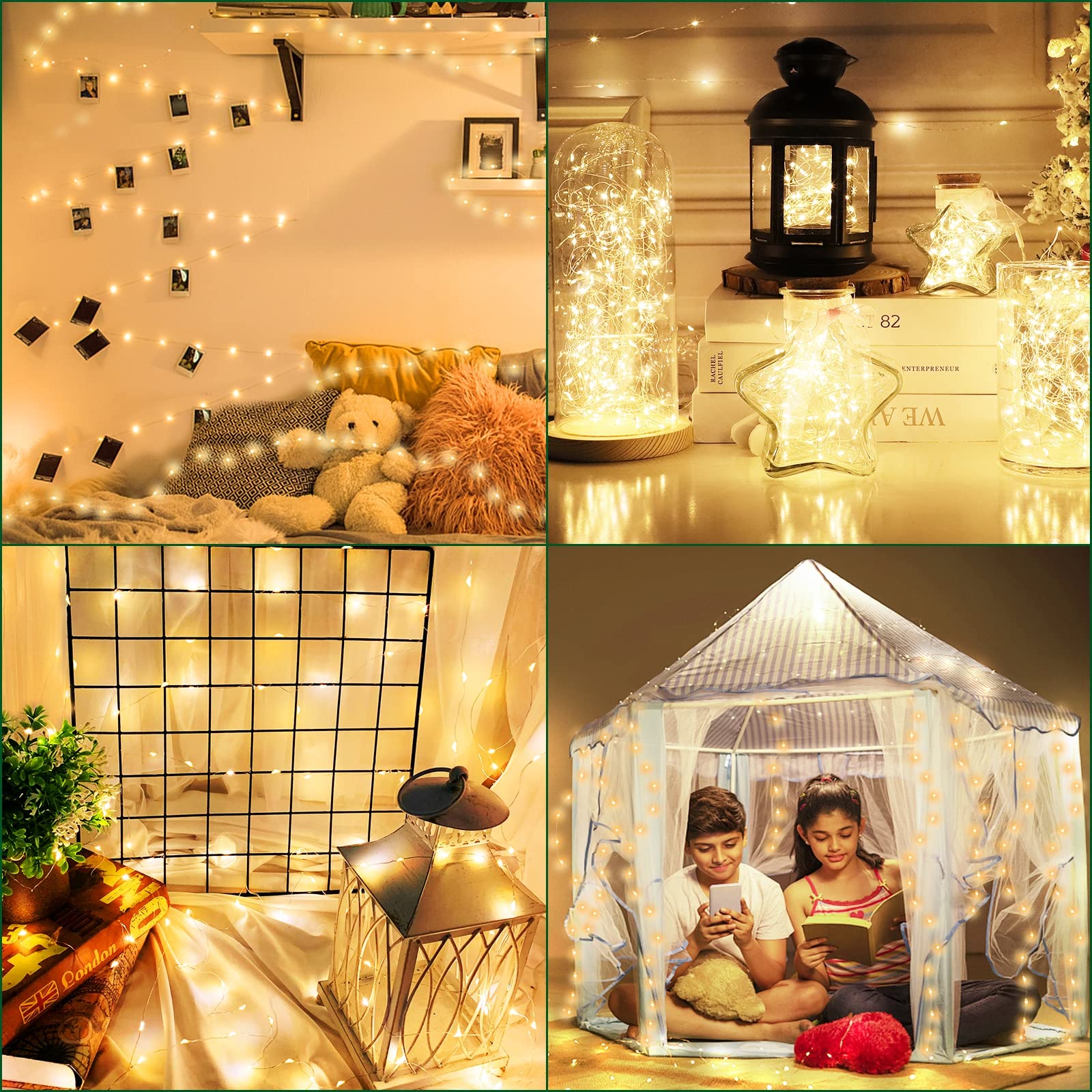 Turnmeon [ Timer ] 3 Set Fairy Lights, Total 60 Led, Warm White Battery Powered Copper Wire Fairy Lights, Decoration Outside Yard Party Home Bedroom Wedding Indoor Outdoor, 6.5 Ft 20 Led Each