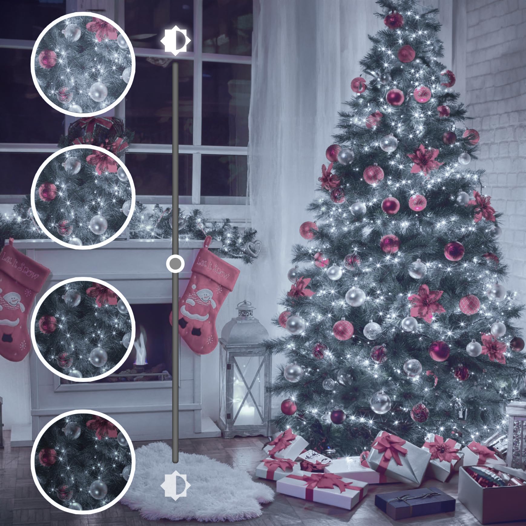 ROADAYLY 394FT LED Christmas String Lights, 1000 Lights, Waterproof, 8 Modes, Timer, Cool White